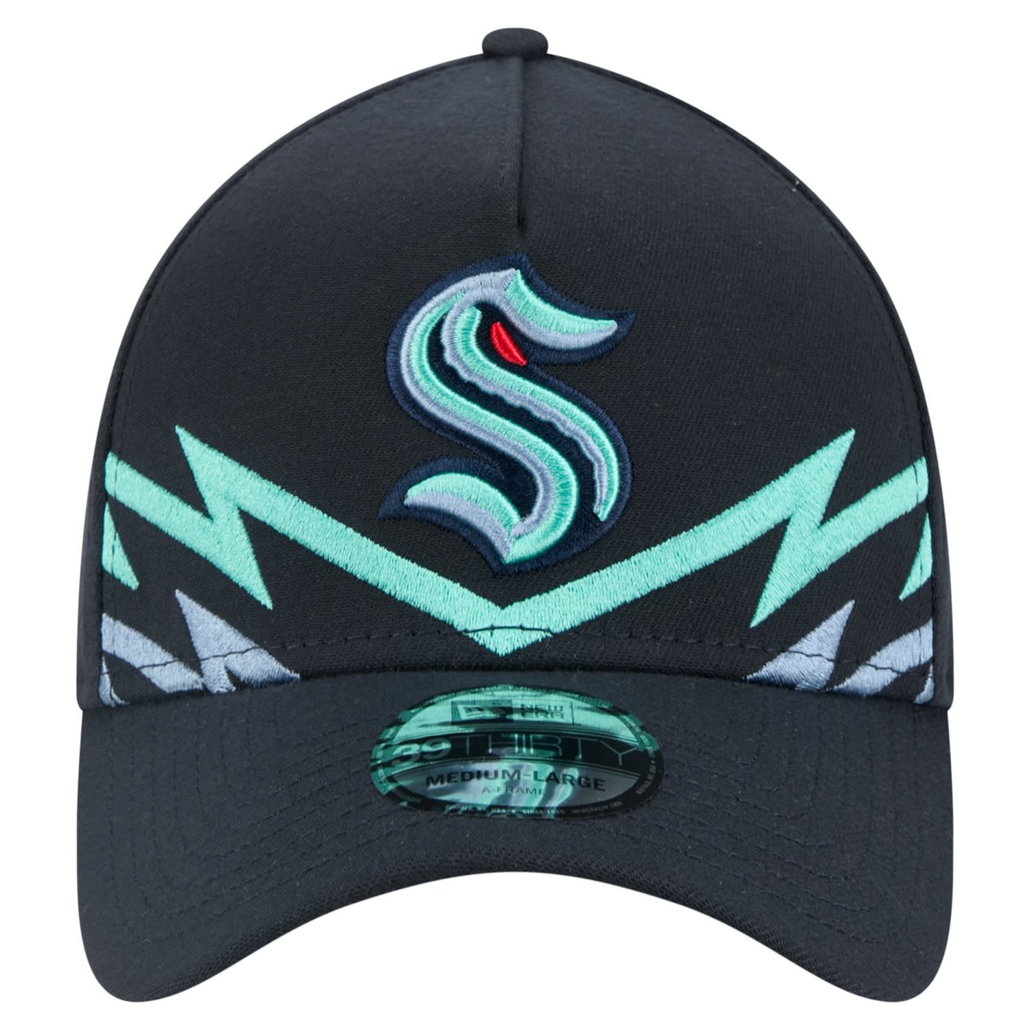 New Era Deep Sea Seattle Kraken Zig Zag 39THIRTY A-Frame Perforated Flex Hat - view number 2