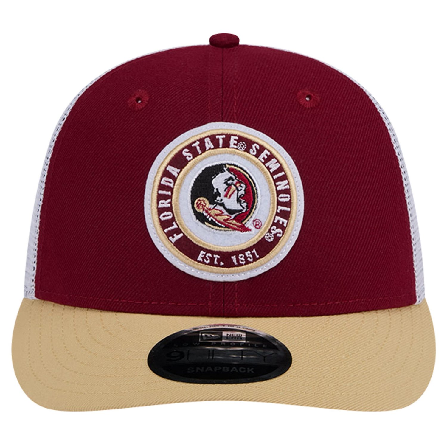 New Era Florida State Seminoles Throwback Circle Patch 9FIFTY Trucker Snapback Hat
