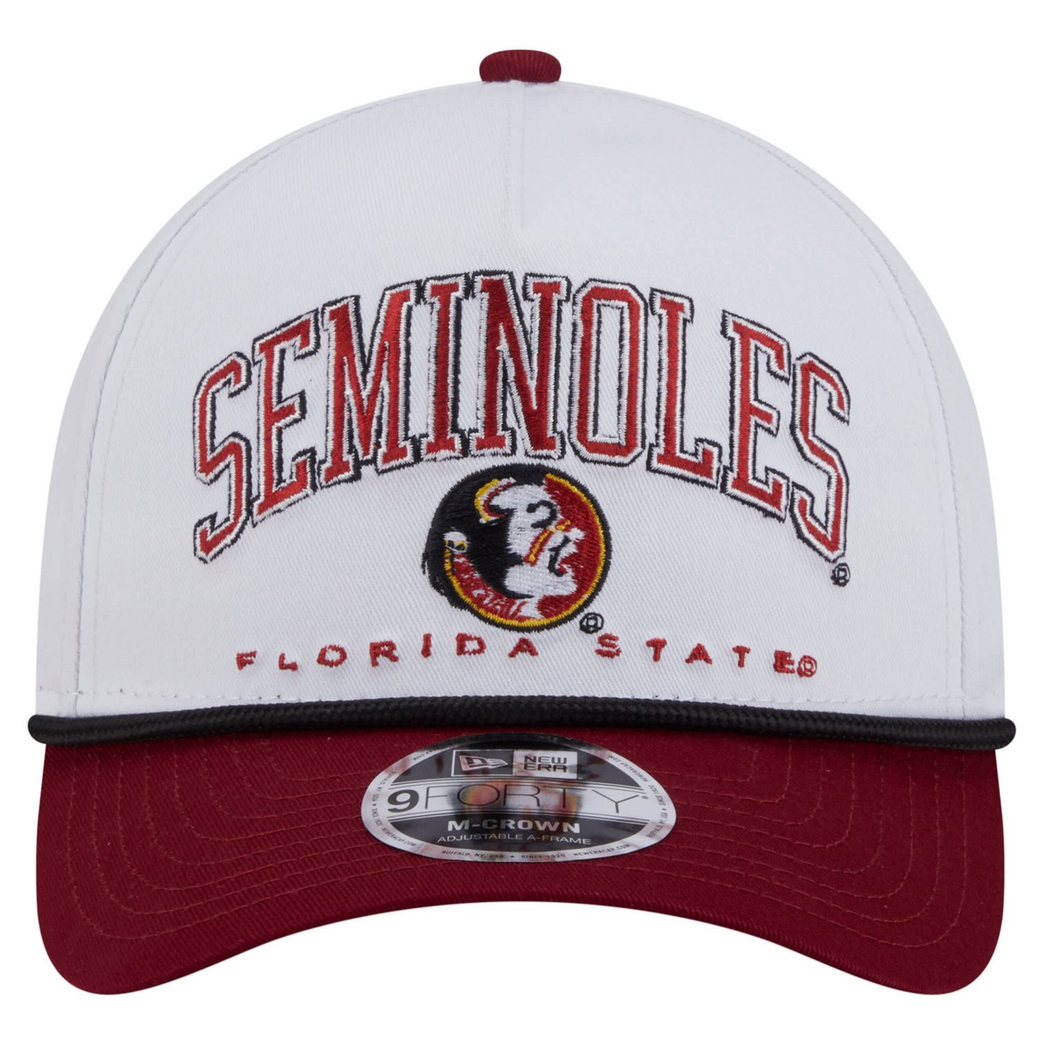 New Era Garnet Florida State Seminoles Arch Two-Tone Rope 9FORTY A-Frame M-Crown Adjustable Hat - view number 2