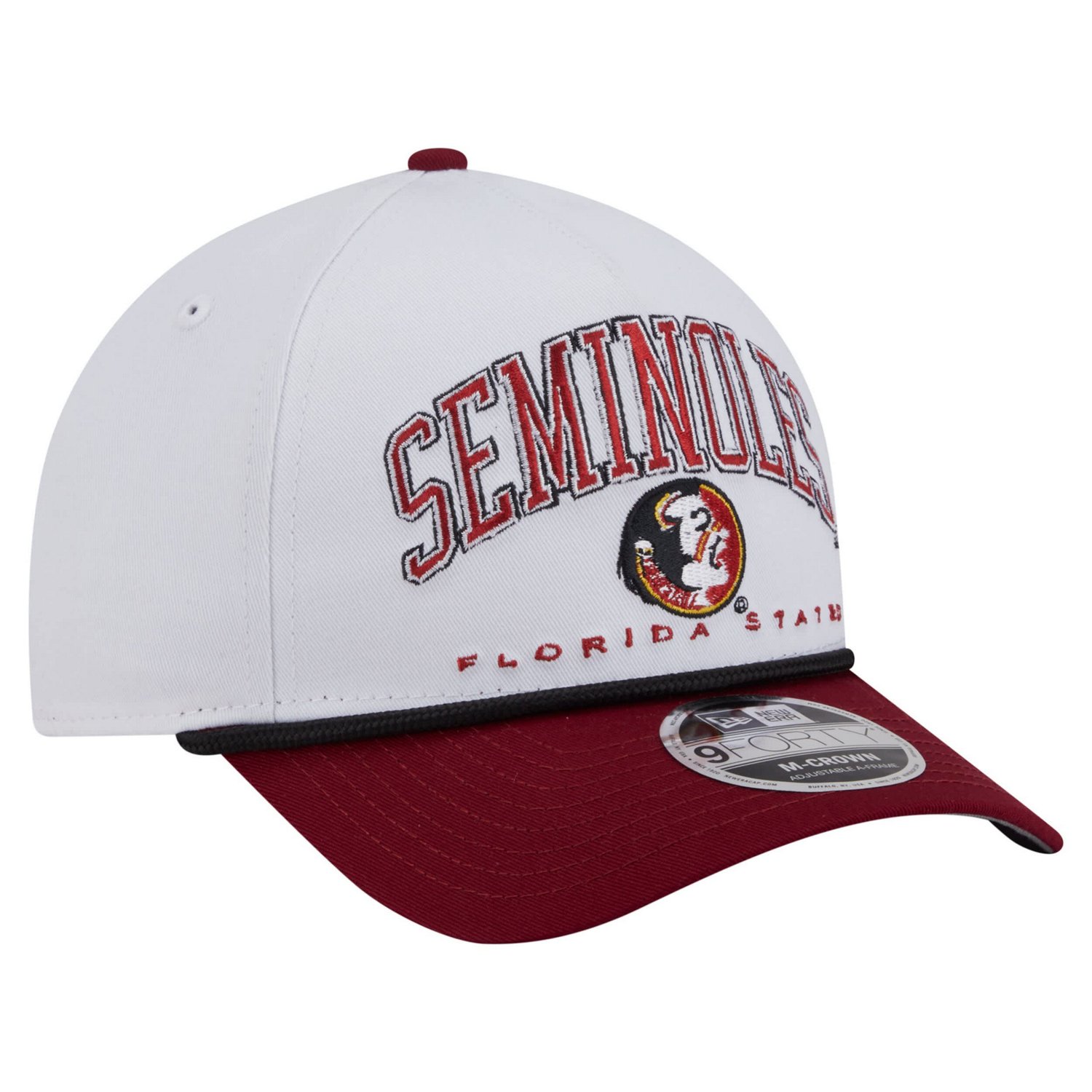 New Era Garnet Florida State Seminoles Arch Two-Tone Rope 9FORTY A-Frame M-Crown Adjustable Hat - view number 3