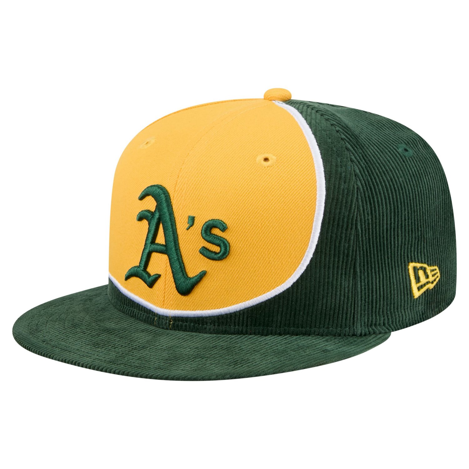 New Era Gold Athletics Retro Split Corduroy Snapback Hat