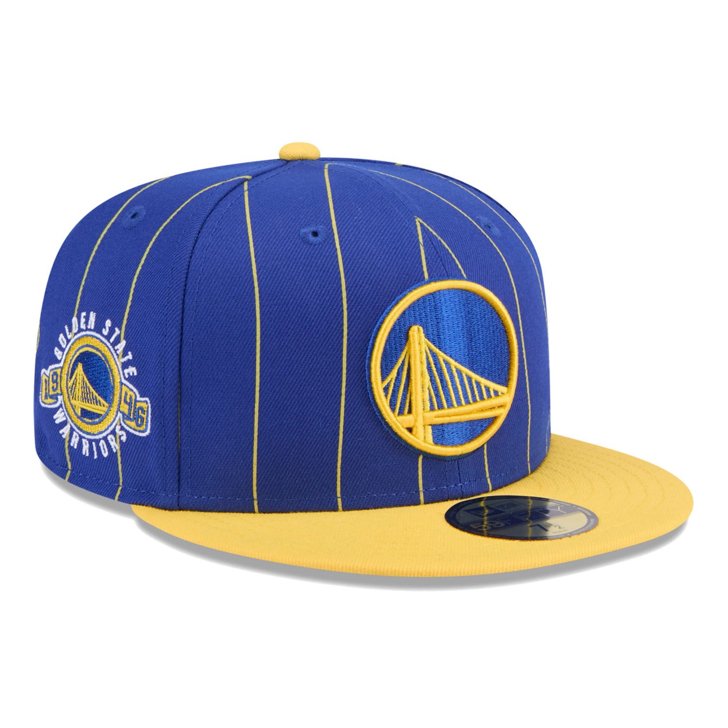 New Era /Gold Golden State Warriors Pinstripe Two-Tone 59FIFTY Fitted Hat