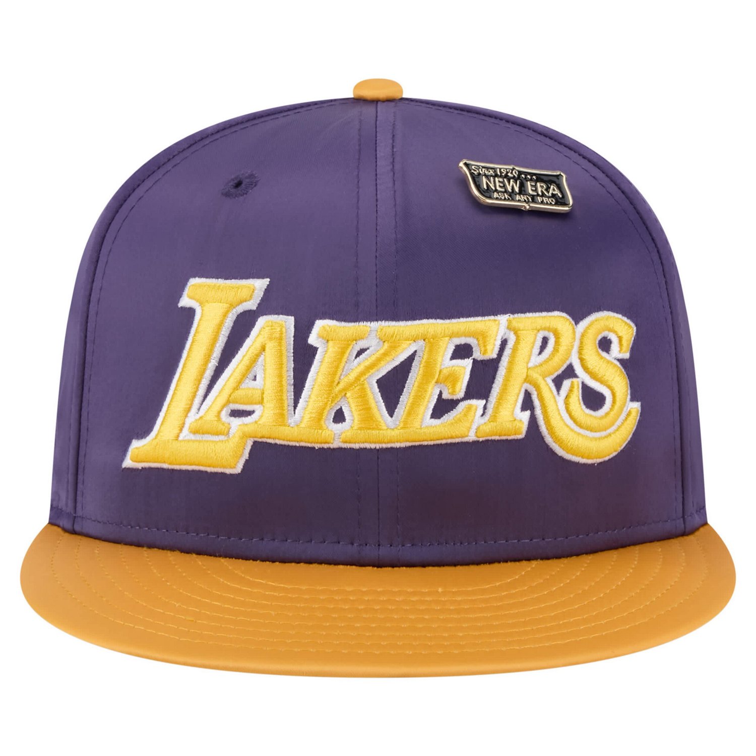 New Era Gold Los Angeles Lakers Throwback Satin Vintage Pin Two-Tone 59FIFTY Fitted Hat - view number 2