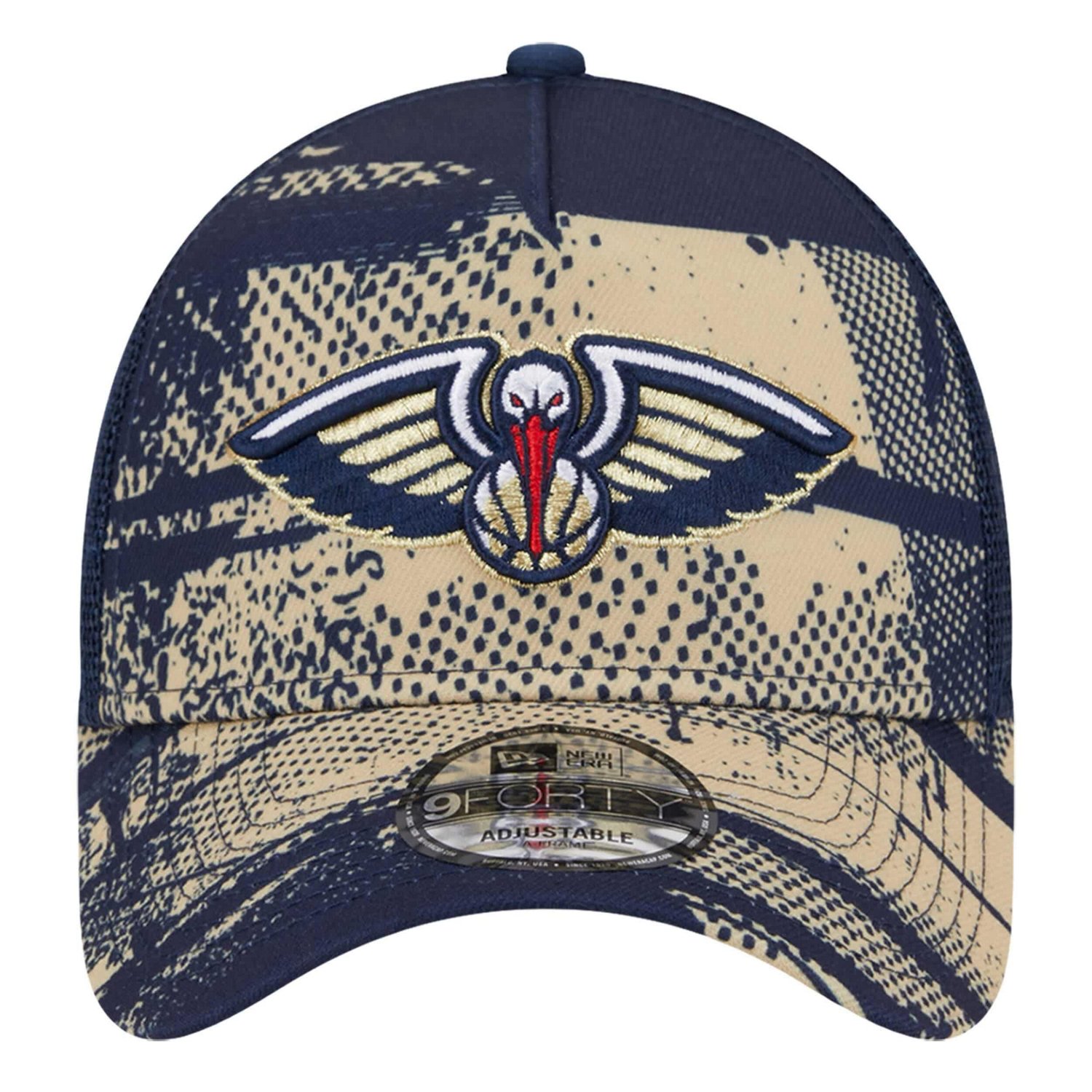 New Era Gold New Orleans Pelicans Tip Off A-Frame Trucker 9FORTY Adjustable Hat                                                  - view number 2