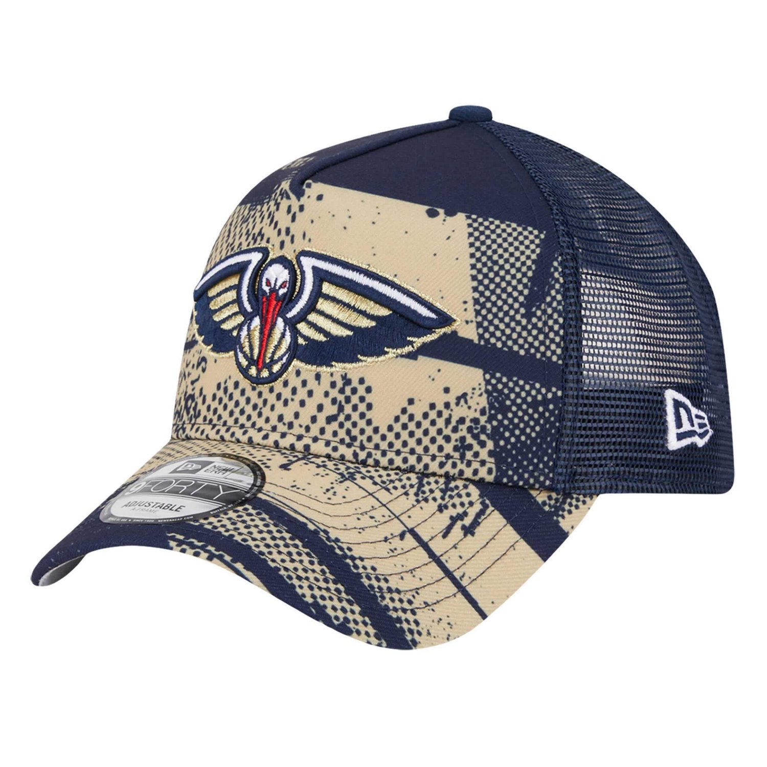 New Era Gold New Orleans Pelicans Tip Off A-Frame Trucker 9FORTY Adjustable Hat                                                  - view number 3