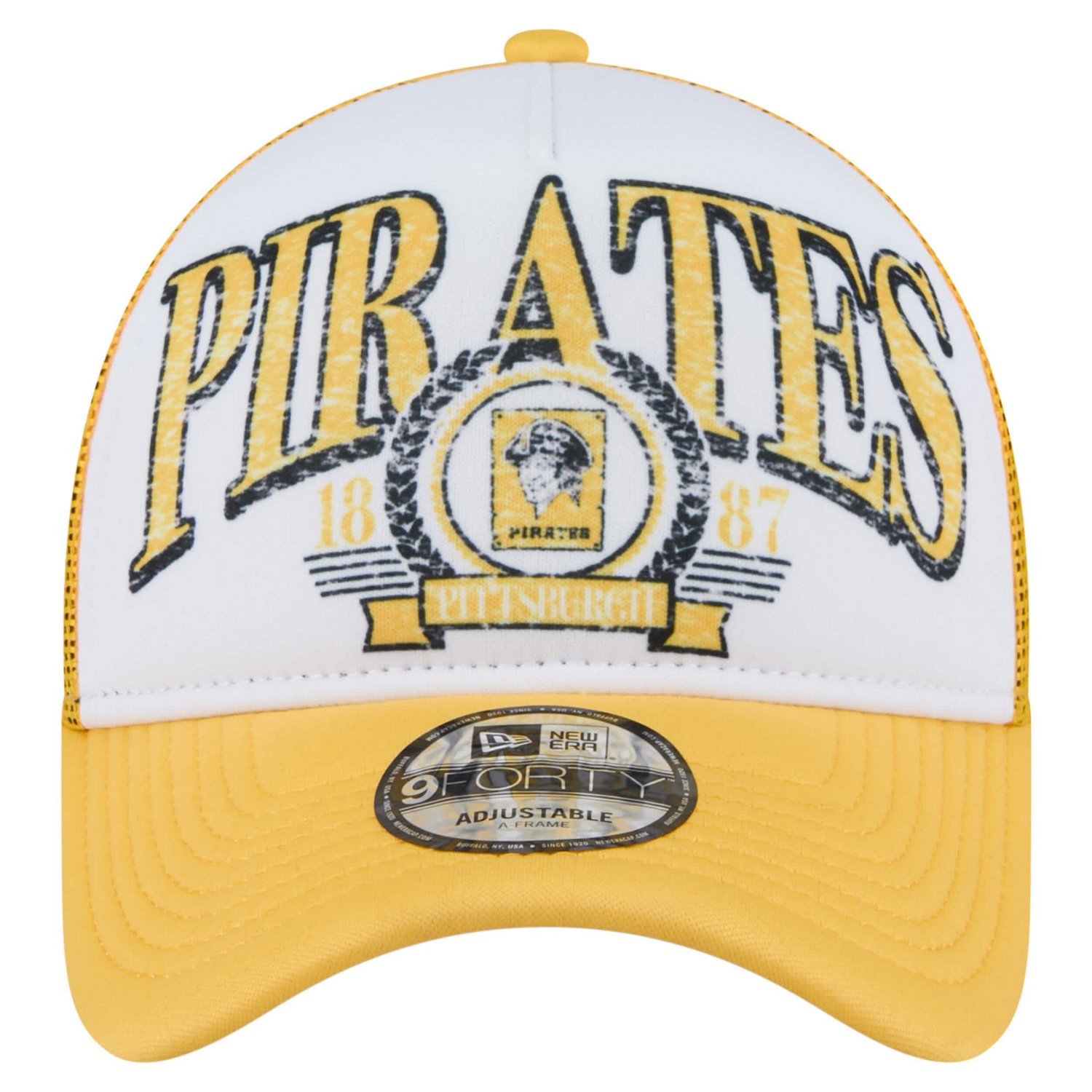 New Era Gold Pittsburgh Pirates Distressed 9FORTY A-Frame Adjustable Trucker Hat - view number 2