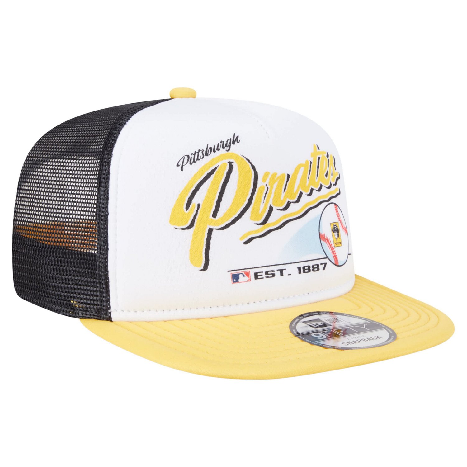New Era Gold Pittsburgh Pirates Retro Script Trucker 9FIFTY Snapback Hat - view number 3
