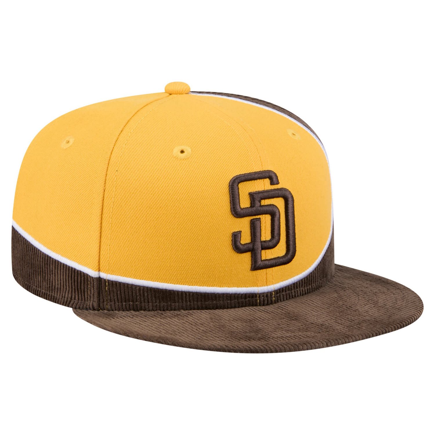 New Era Gold San Diego Padres Retro Split Corduroy Snapback Hat - view number 3