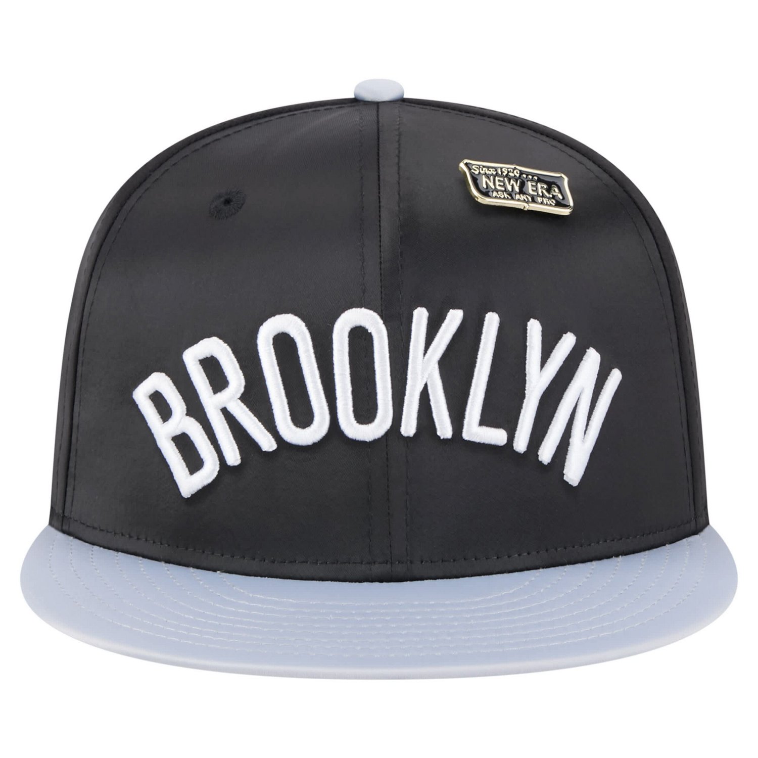 New Era Gray Brooklyn Nets Throwback Satin Vintage Pin Two-Tone 59FIFTY Fitted Hat - view number 2