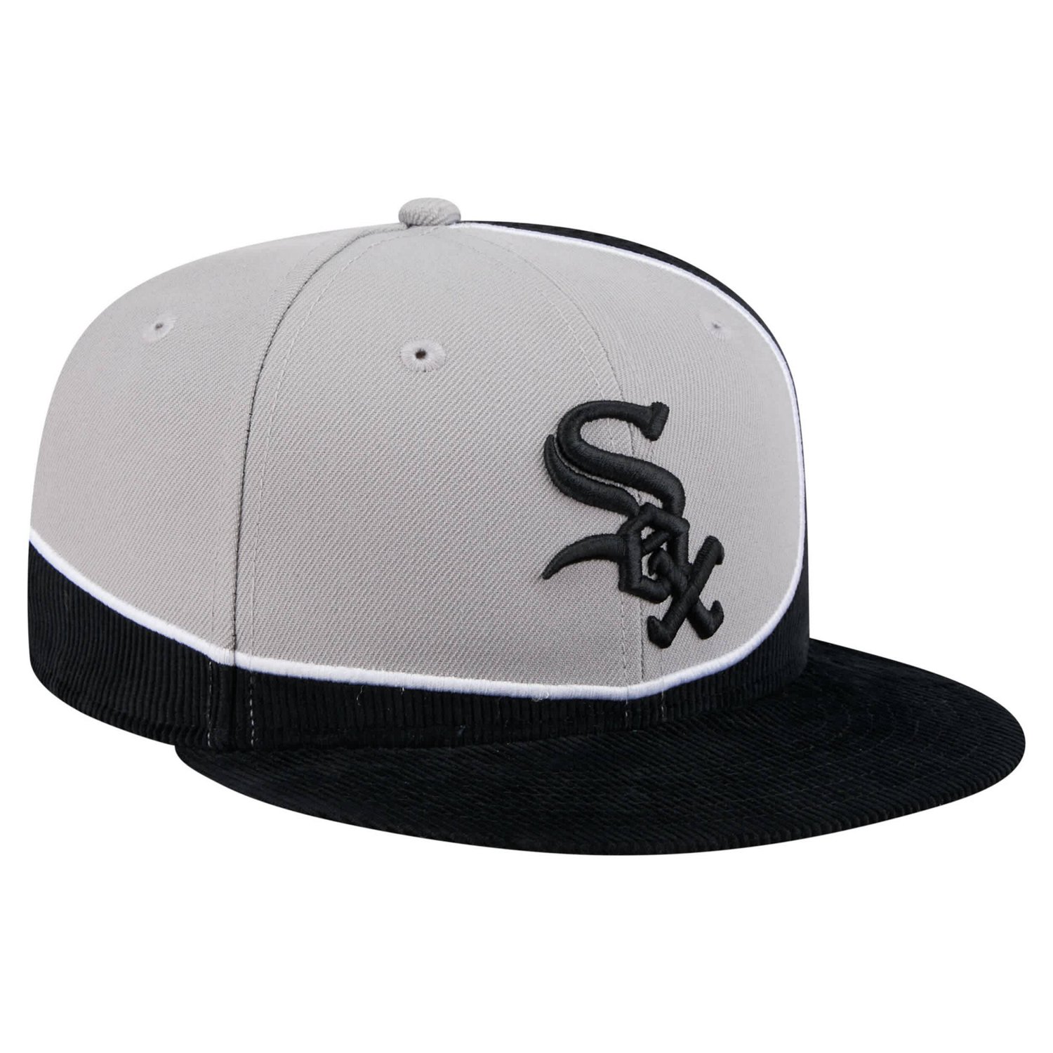 New Era Gray Chicago White Sox Retro Split Corduroy Snapback Hat - view number 3