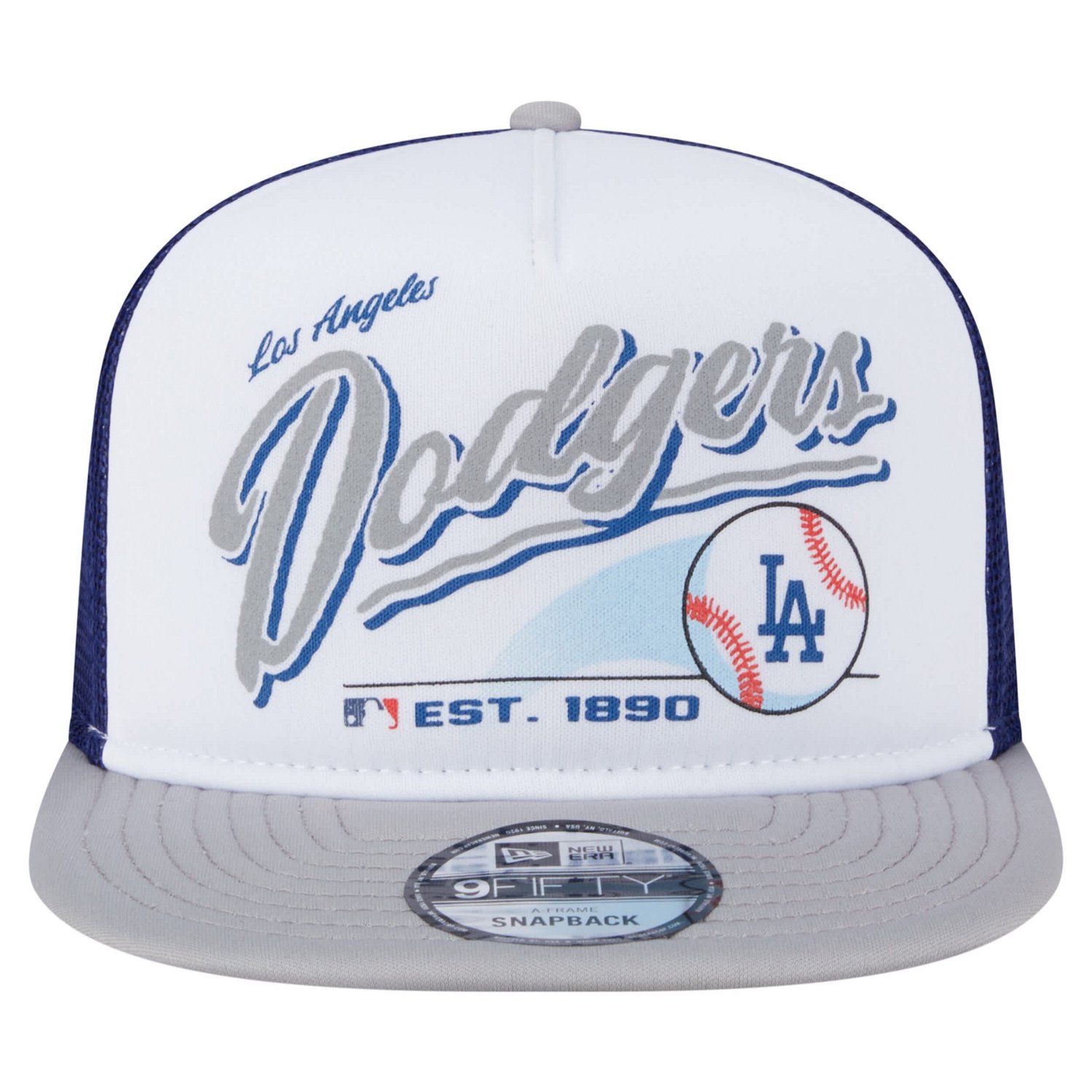New Era Gray Los Angeles Dodgers Retro Script Trucker 9FIFTY Snapback Hat
