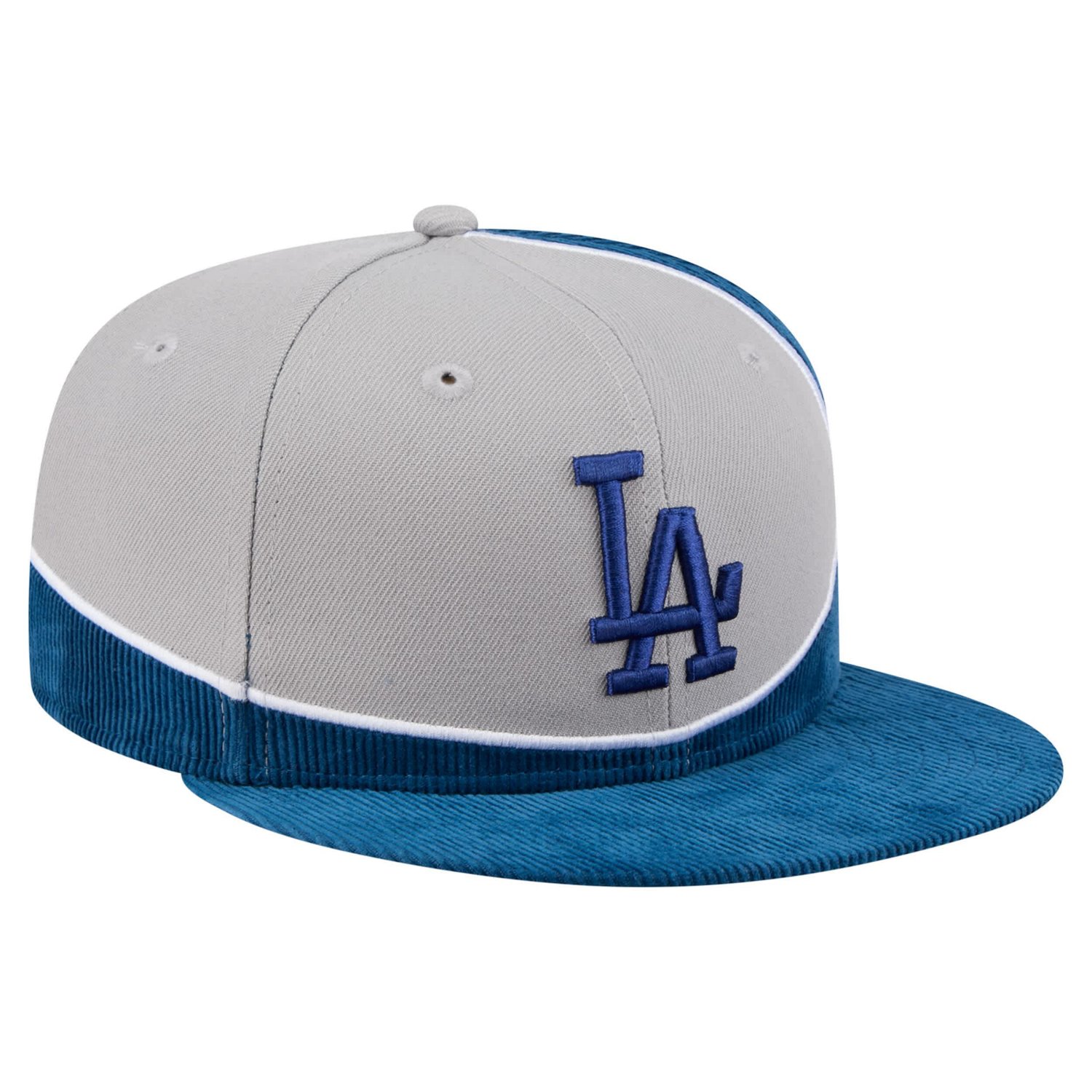 New Era Gray Los Angeles Dodgers Retro Split Corduroy Snapback Hat - view number 3