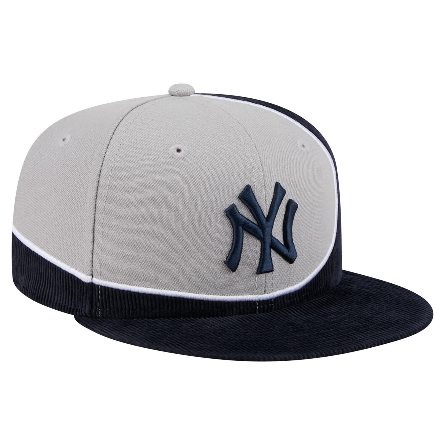 New Era Gray New York Yankees Retro Split Corduroy Snapback Hat - view number 3