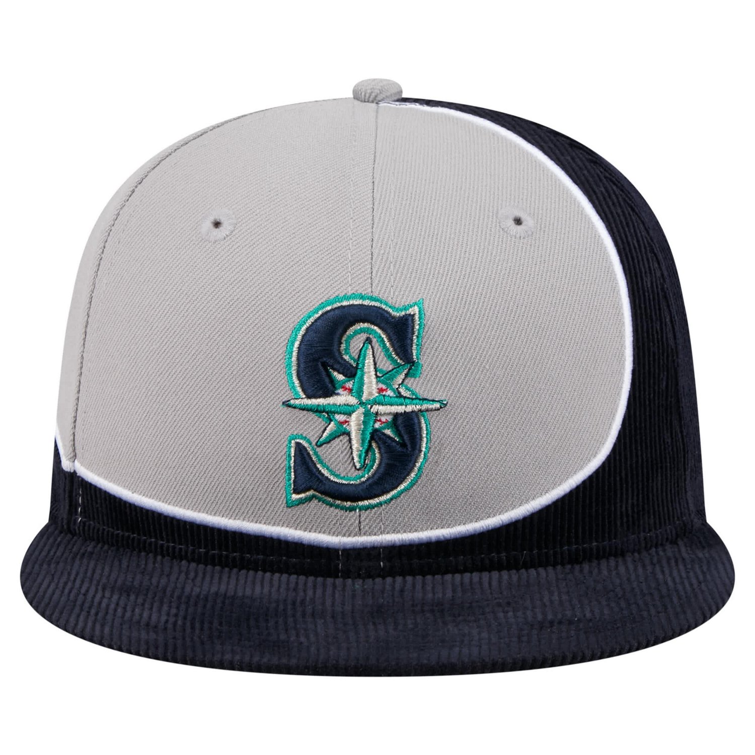 New Era Gray Seattle Mariners Retro Split Corduroy Snapback Hat - view number 2