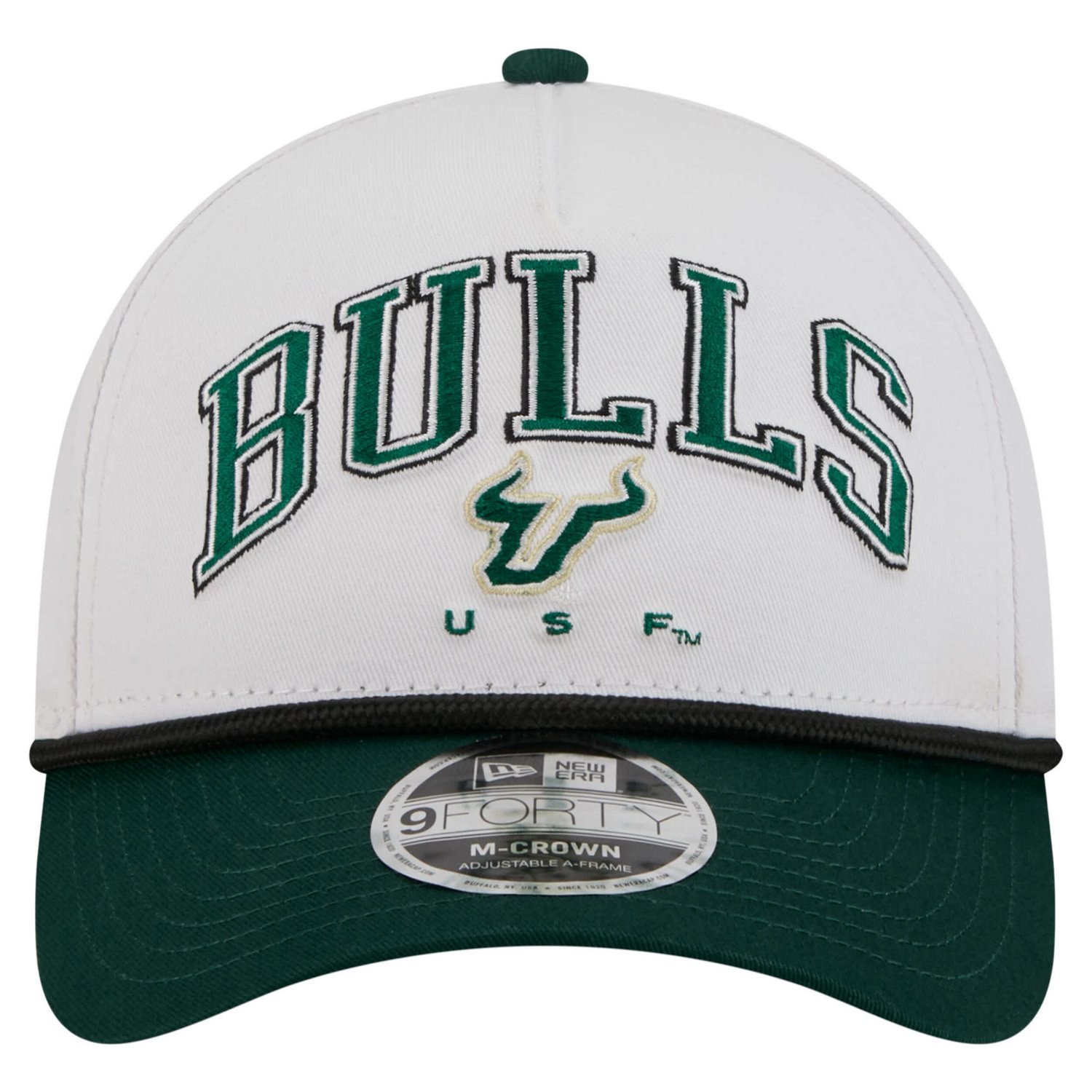 New Era Green South Florida Bulls Arch Two-Tone Rope 9FORTY A-Frame M-Crown Adjustable Hat - view number 2