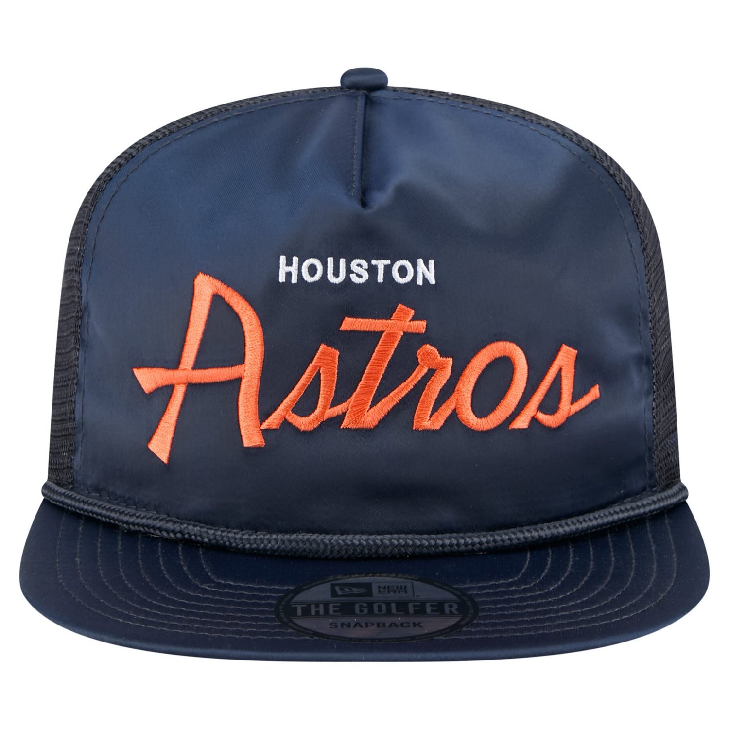 New Era Houston Astros Retro Satin Script Golfer Adjustable Hat