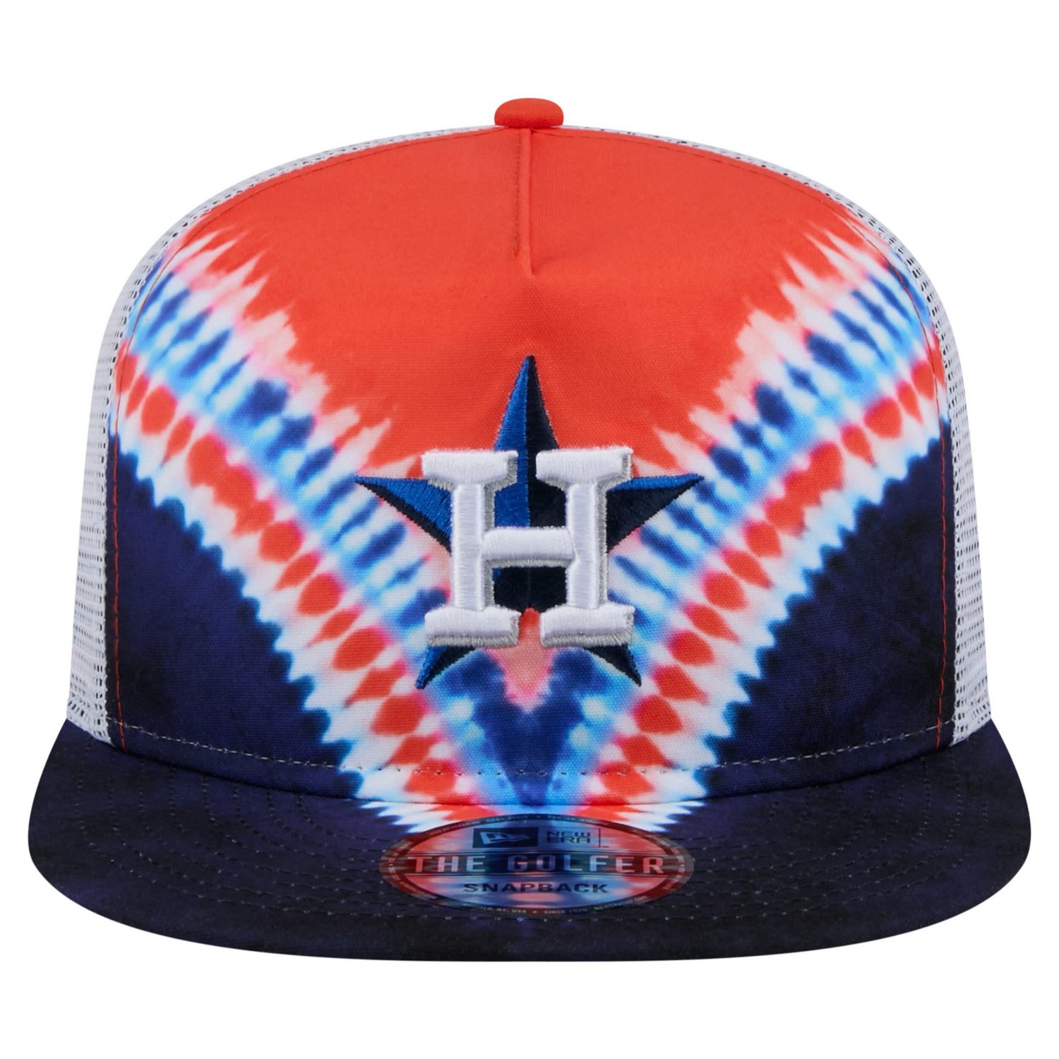 New Era Houston Astros Tie-Dye Golfer Trucker Adjustable Hat - view number 2