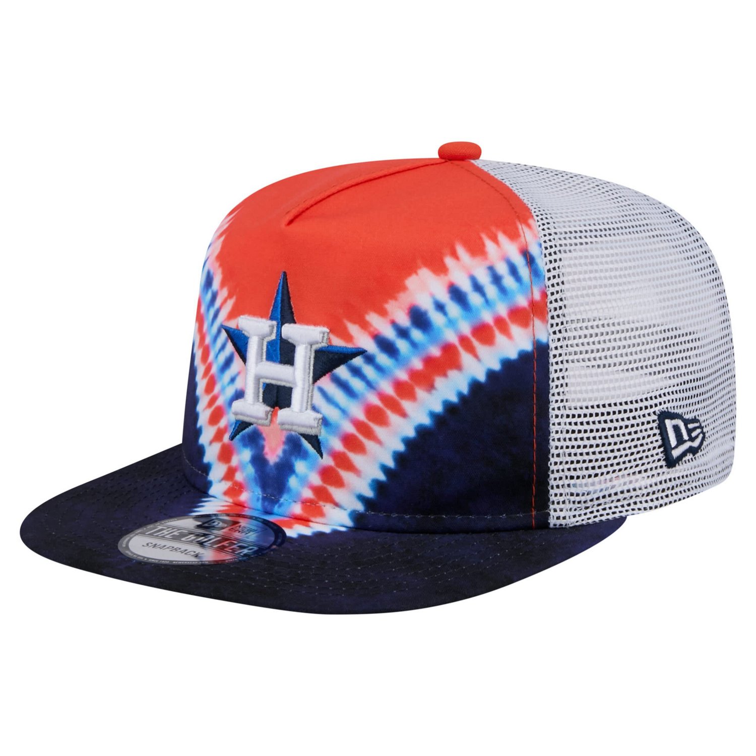 New Era Houston Astros Tie-Dye Golfer Trucker Adjustable Hat