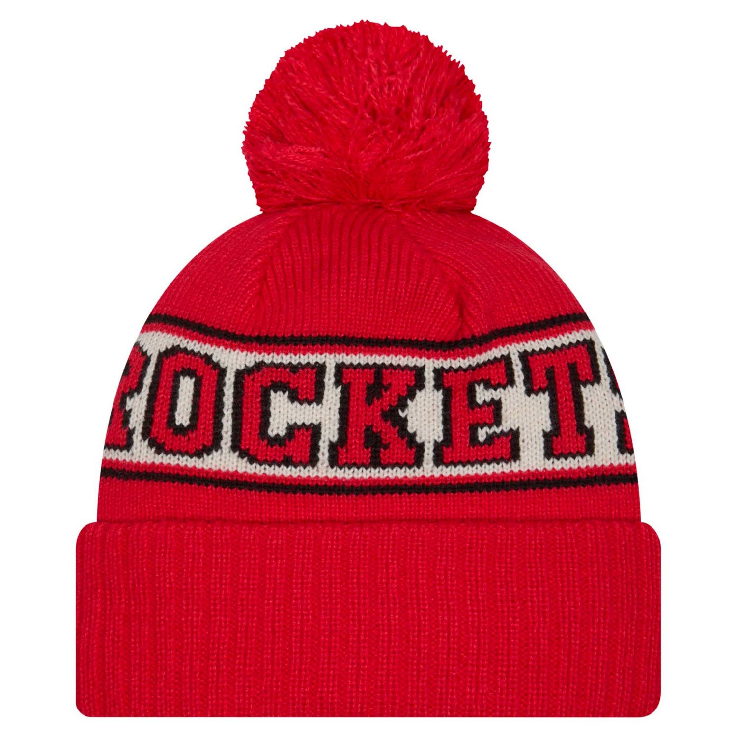 New Era Houston Rockets Throwback Retro Cuffed Knit Hat with Pom                                                                 - view number 2