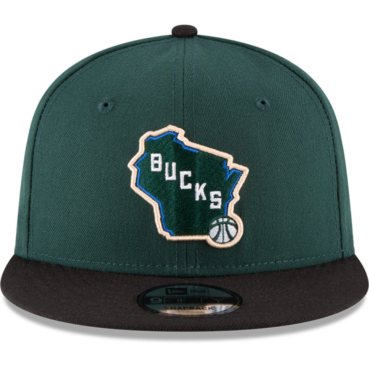 New Era Hunter Black Milwaukee Bucks 2-Tone 9FIFTY Adjustable Snapback Hat - view number 2