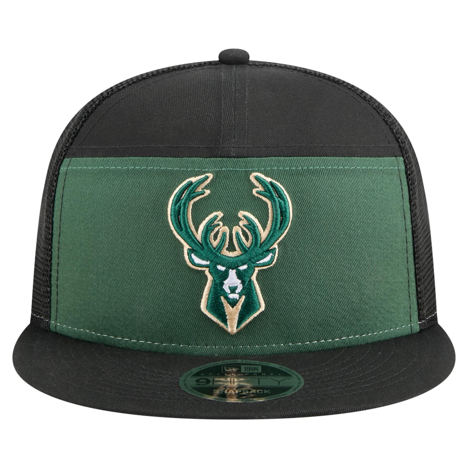 New Era Hunter Black Milwaukee Bucks Outdoor Split Panel 9FIFTY Snapback Hat - view number 2