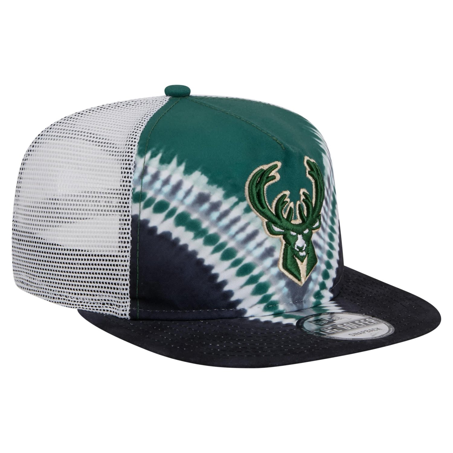 New Era Hunter Green Milwaukee Bucks Throwback Dye Golfer Snapback Hat - view number 3