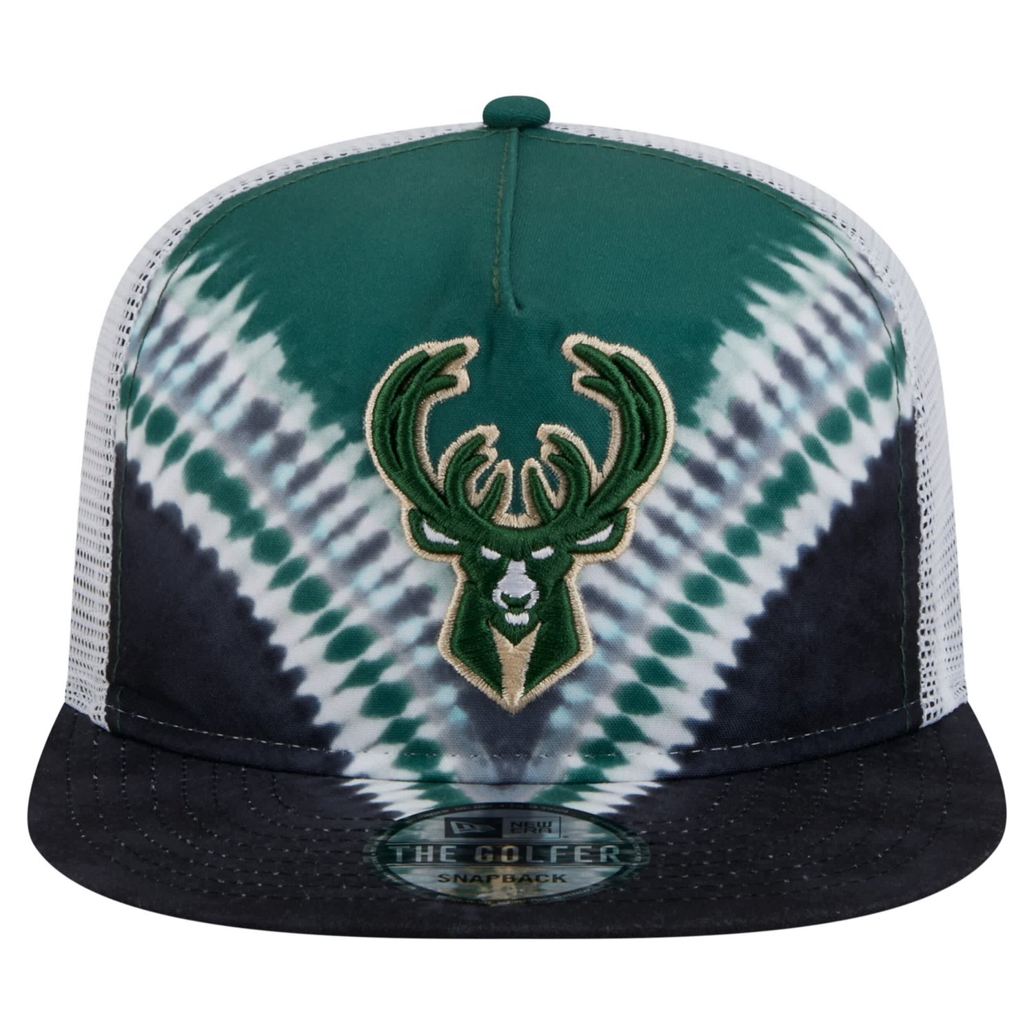 New Era Hunter Green Milwaukee Bucks Throwback Dye Golfer Snapback Hat - view number 2
