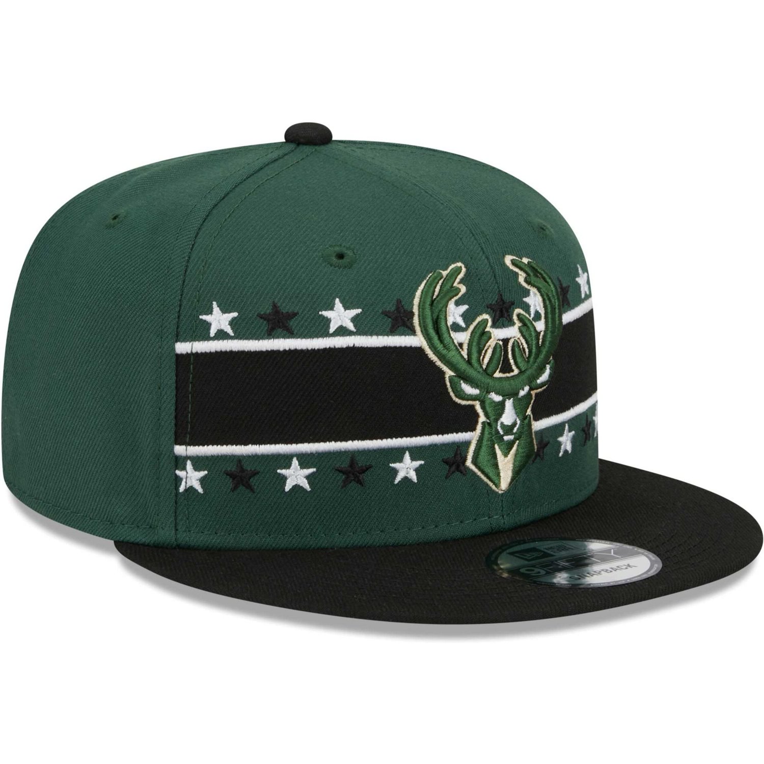 New Era Hunter Milwaukee Bucks Banded Stars 9FIFTY Snapback Hat - view number 3