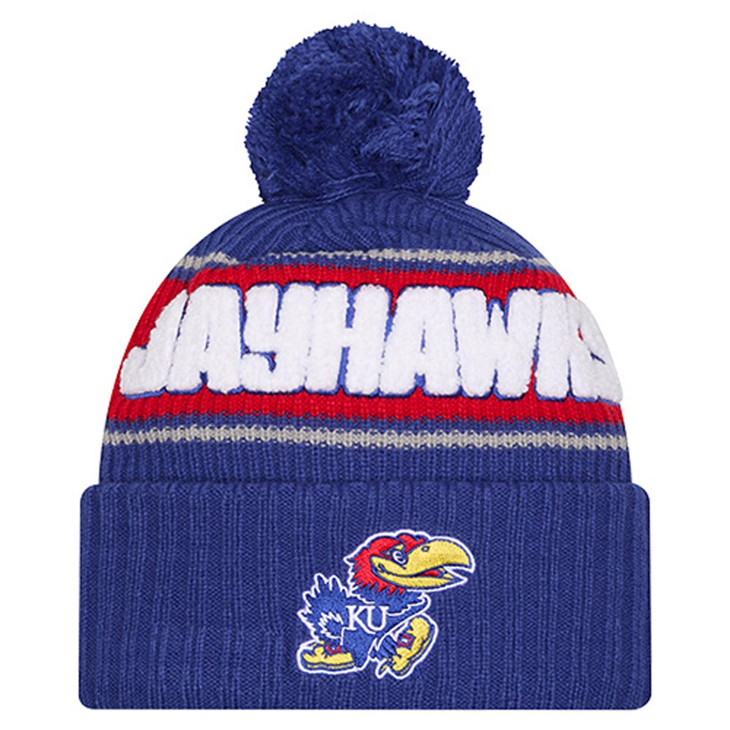 New Era Kansas Jayhawks Bold Cuffed Knit Hat with Pom - view number 1
