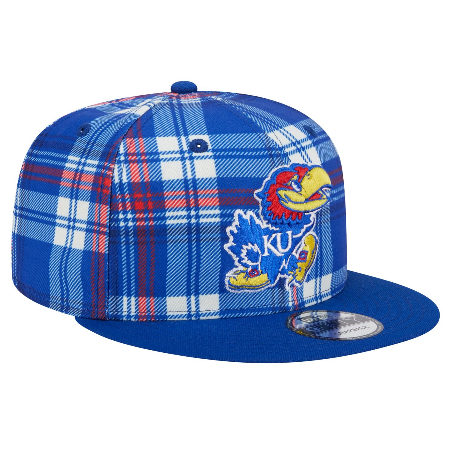 New Era Kansas Jayhawks Plaid 9FIFTY Snapback Hat - view number 3
