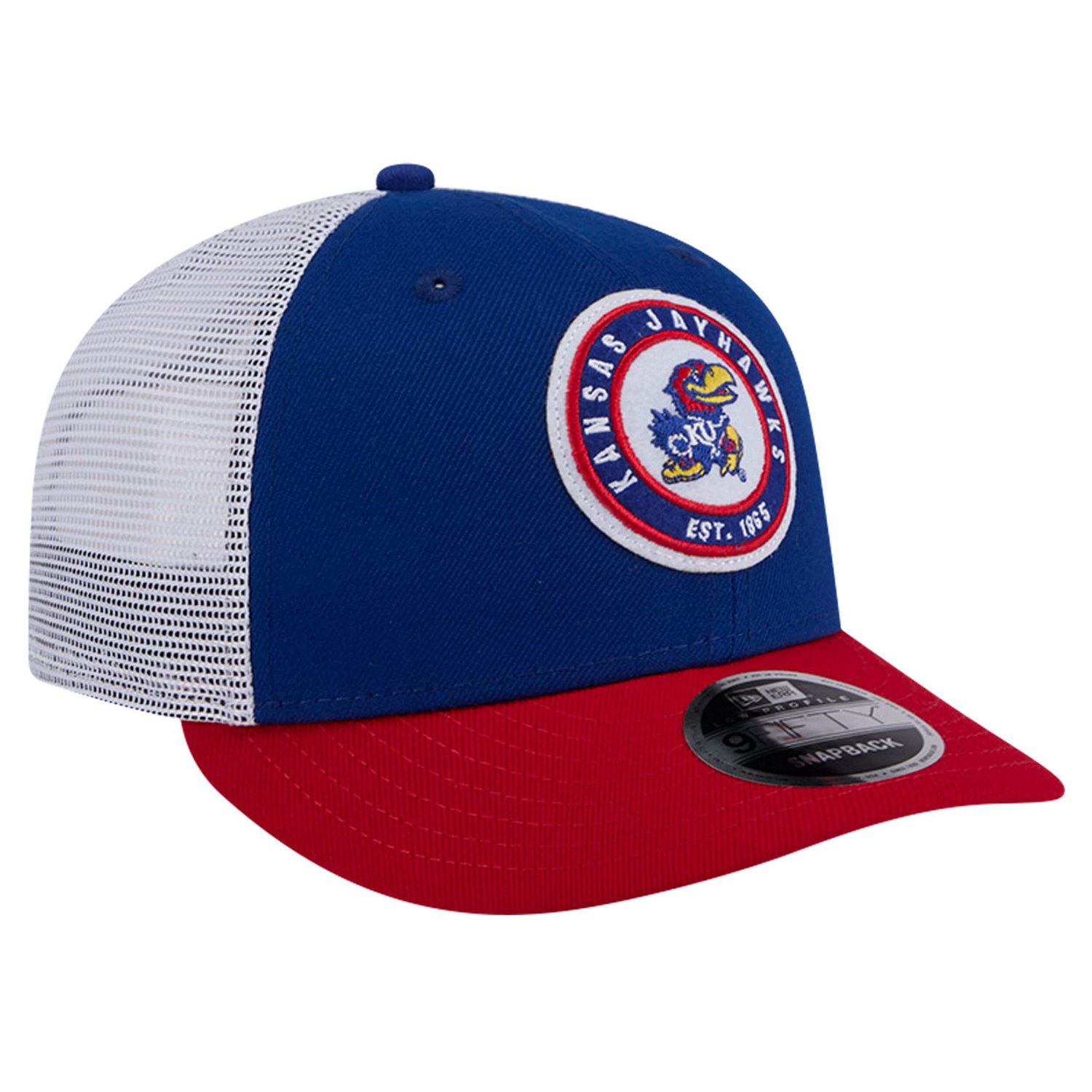 New Era Kansas Jayhawks Throwback Circle Patch 9FIFTY Trucker Snapback Hat - view number 3