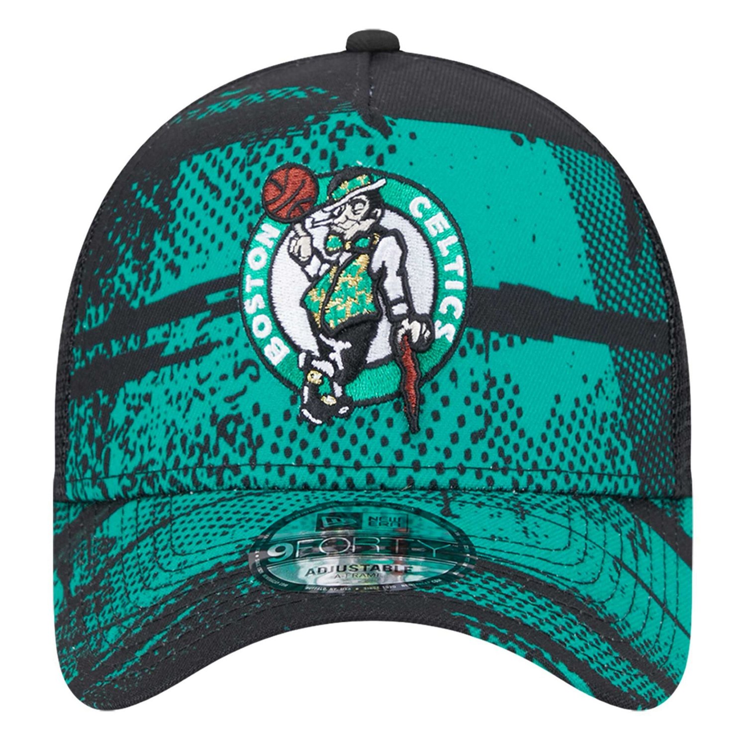 New Era Kelly Green Boston Celtics Tip Off A-Frame Trucker 9FORTY Adjustable Hat