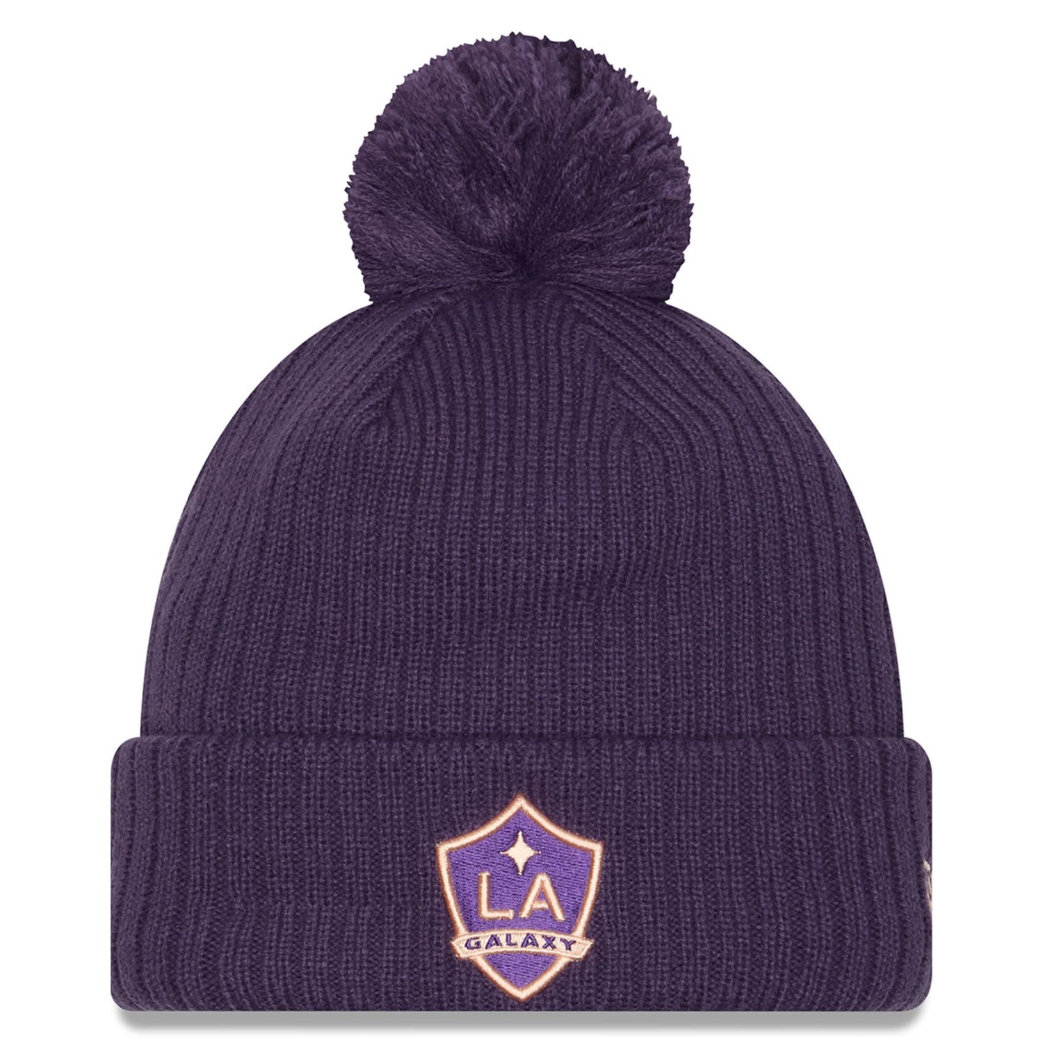 New Era LA Galaxy 2025 Jersey Hook Cuffed Knit Hat with Pom