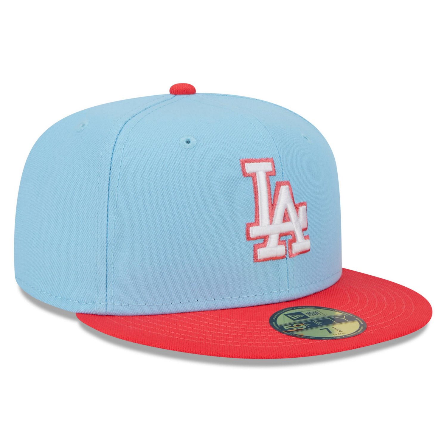 New Era Light /Red Los Angeles Dodgers Spring Color Two-Tone 59FIFTY Fitted Hat                                                  - view number 3