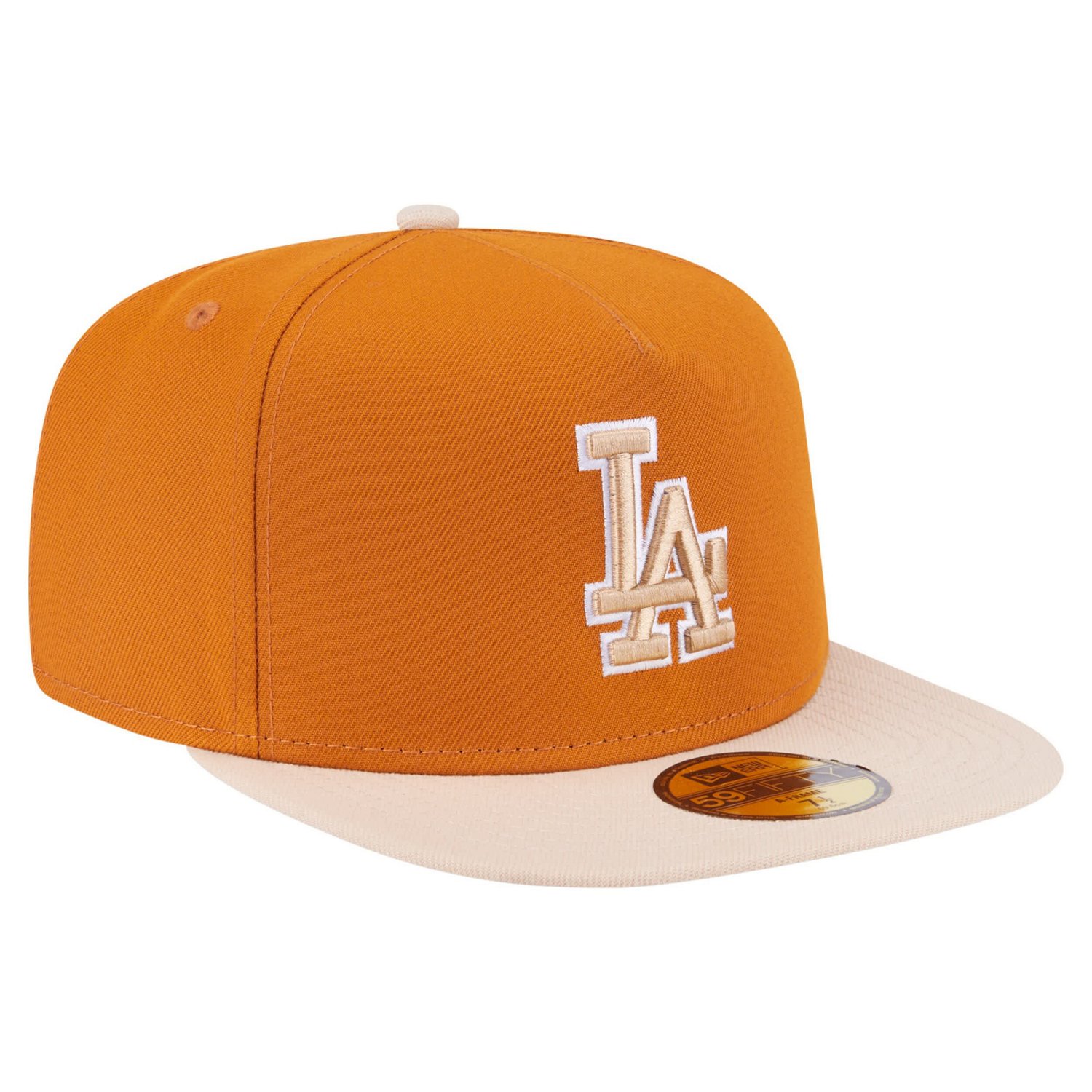 New Era Light Beige Los Angeles Dodgers Two-Tone Color Pack A-Frame 59FIFTY Fitted Hat - view number 3