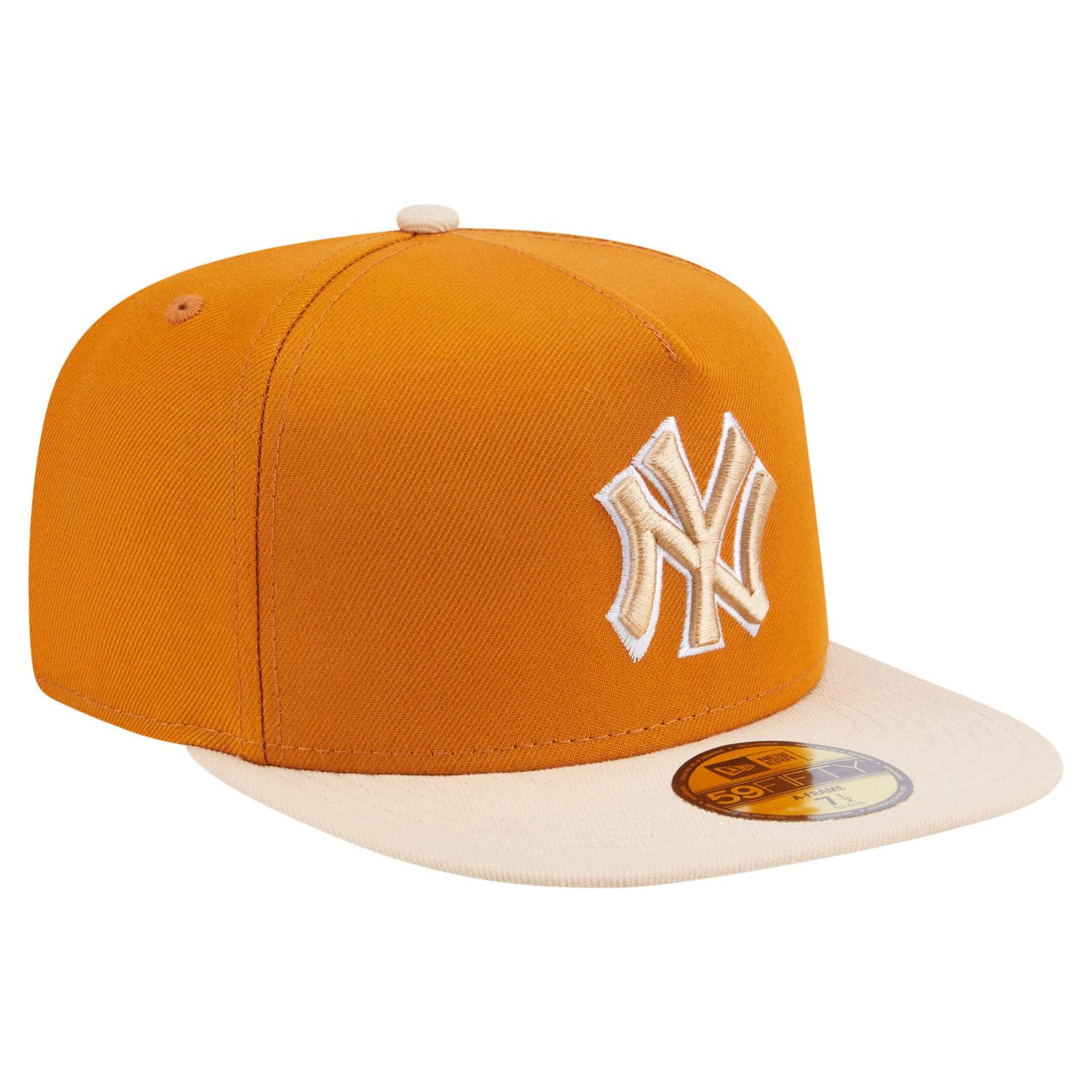 New Era Light Beige New York Yankees Two-Tone Color Pack A-Frame 59FIFTY Fitted Hat - view number 3