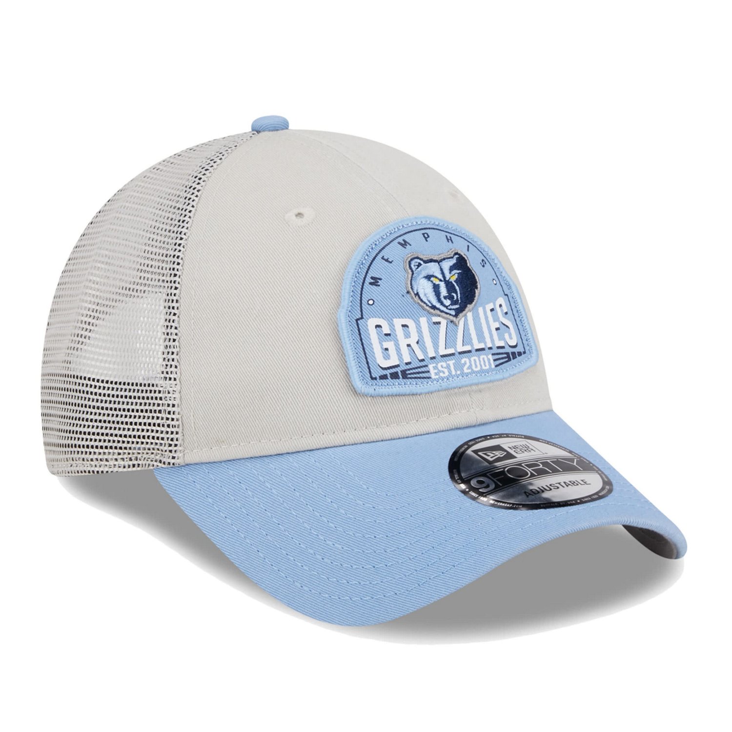 New Era /Light Blue Memphis Grizzlies Throwback Patch Trucker 9FORTY Adjustable Hat                                              - view number 3