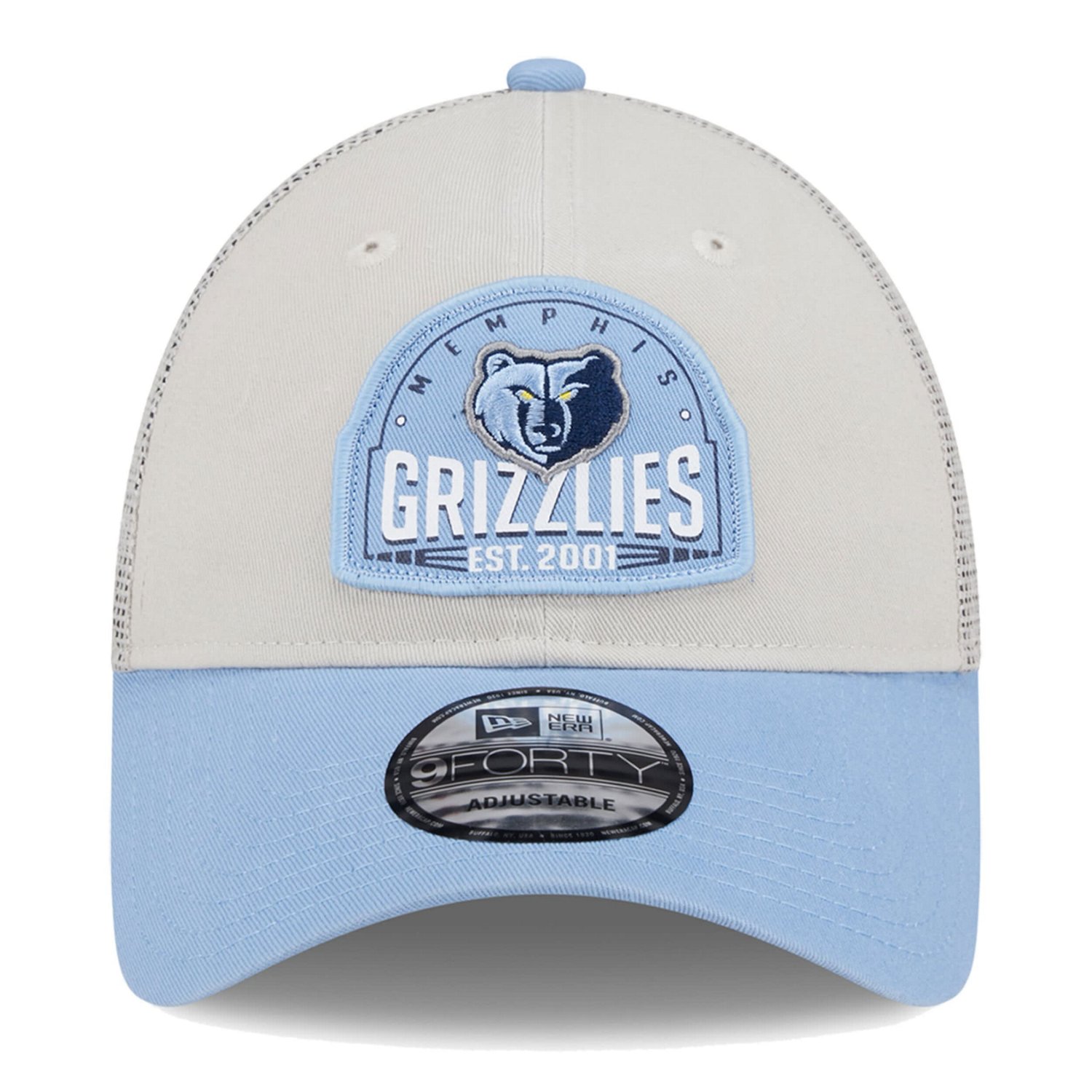 New Era /Light Blue Memphis Grizzlies Throwback Patch Trucker 9FORTY Adjustable Hat                                              - view number 2
