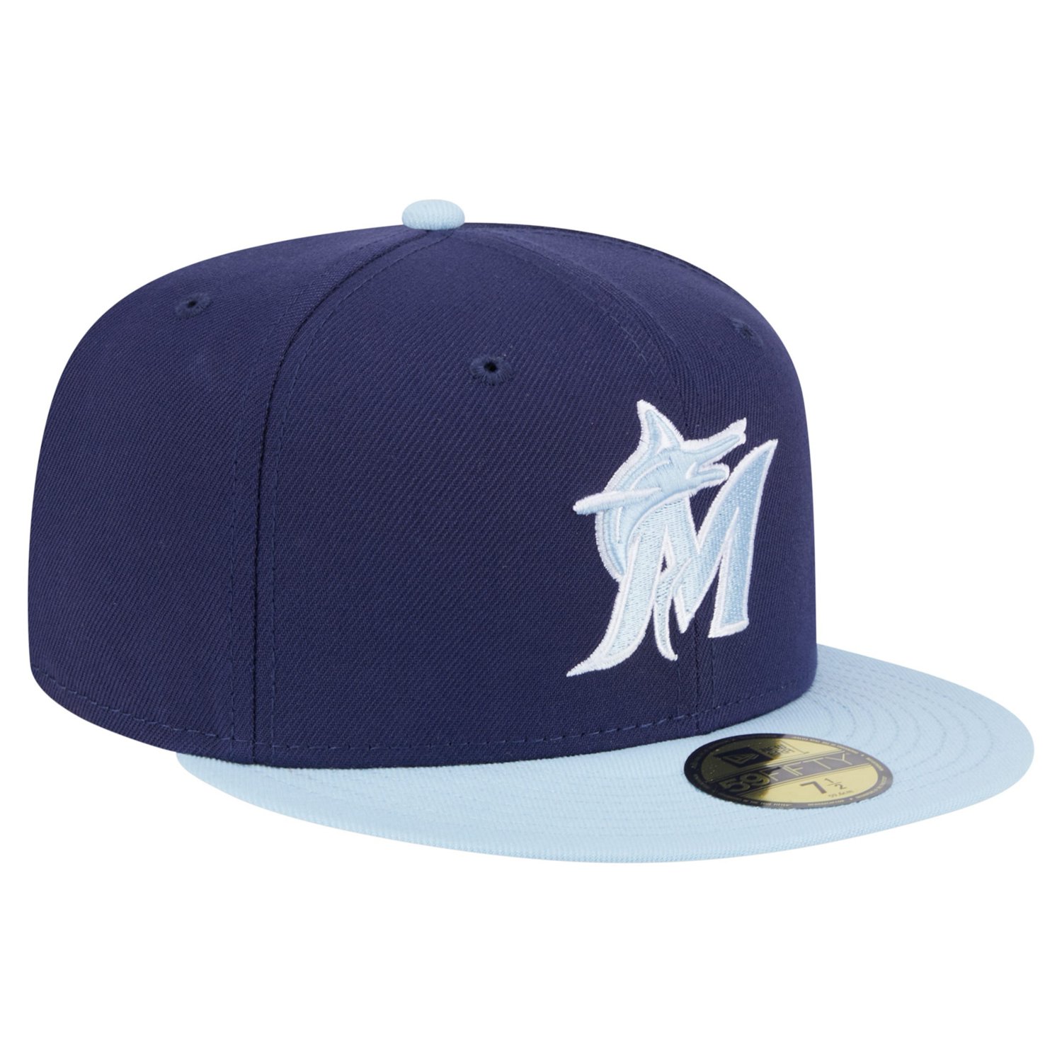 New Era Light Blue Miami Marlins Color Pack 2-Tone 59FIFTY Fitted Hat - view number 3