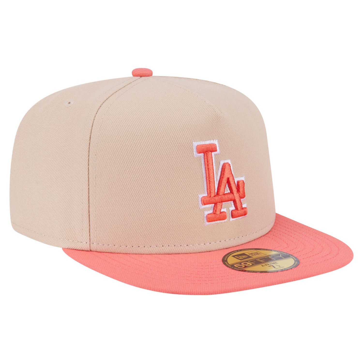 New Era Light Coral Los Angeles Dodgers Two-Tone Color Pack A-Frame 59FIFTY Fitted Hat - view number 3