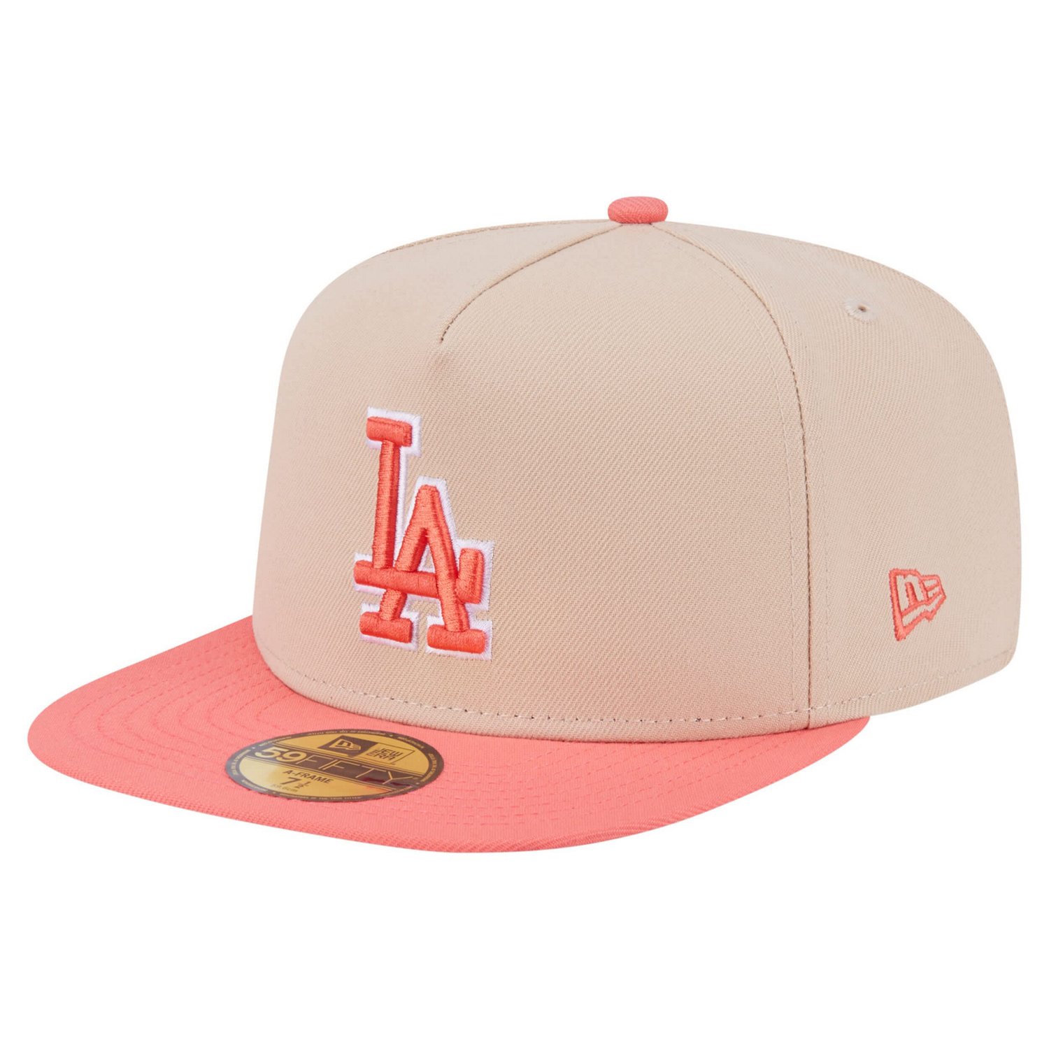 New Era Light Coral Los Angeles Dodgers Two-Tone Color Pack A-Frame 59FIFTY Fitted Hat - view number 1