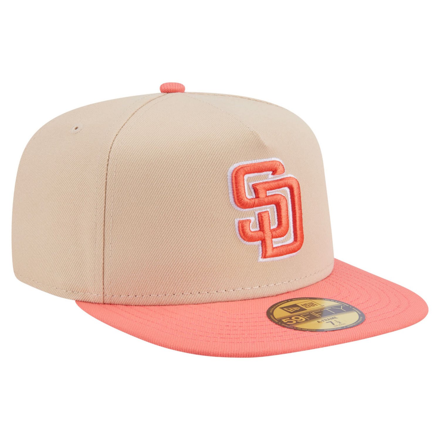 New Era Light Coral San Diego Padres Two-Tone Color Pack A-Frame 59FIFTY Fitted Hat - view number 3