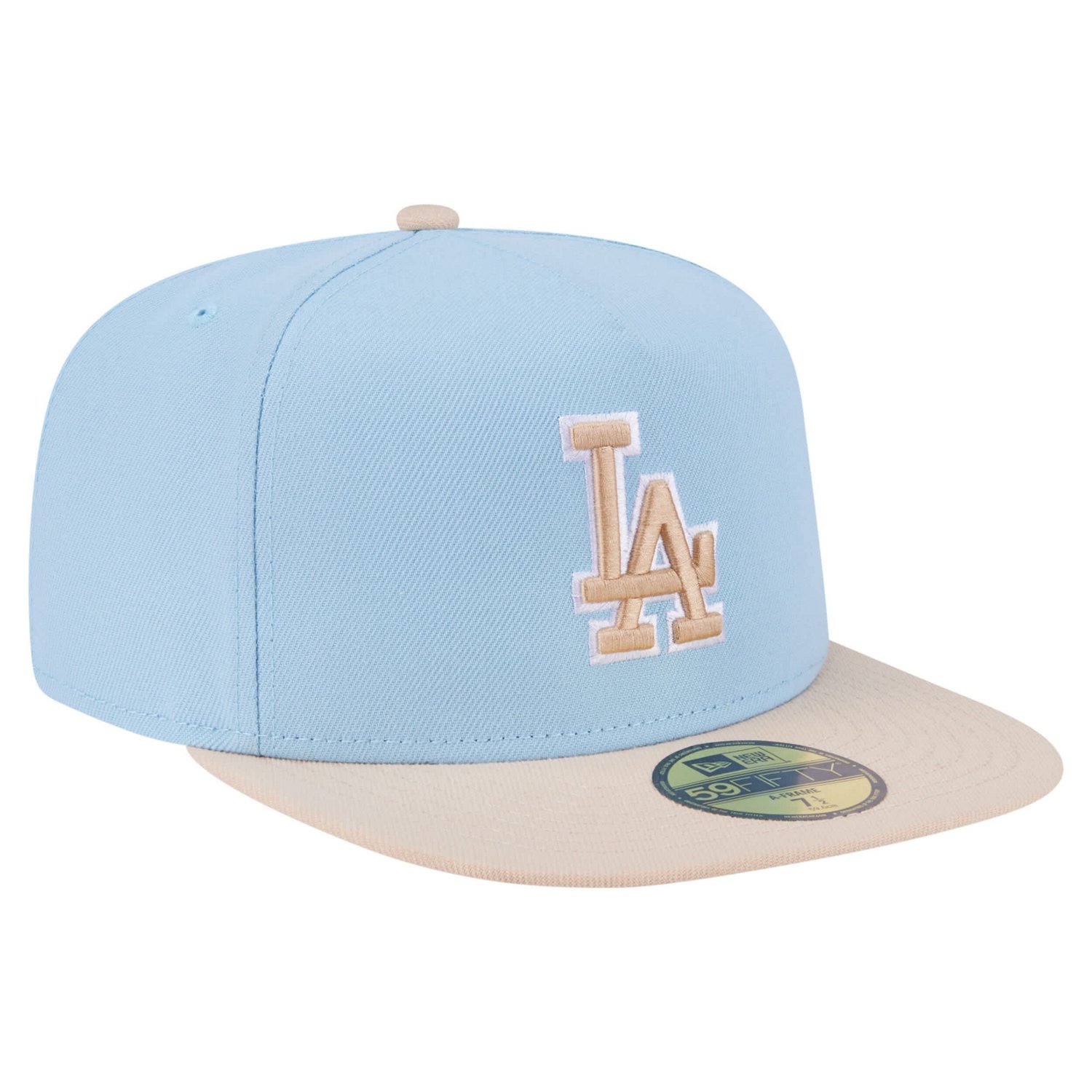 New Era Light Cream Los Angeles Dodgers Two-Tone Color Pack A-Frame 59FIFTY Fitted Hat - view number 3