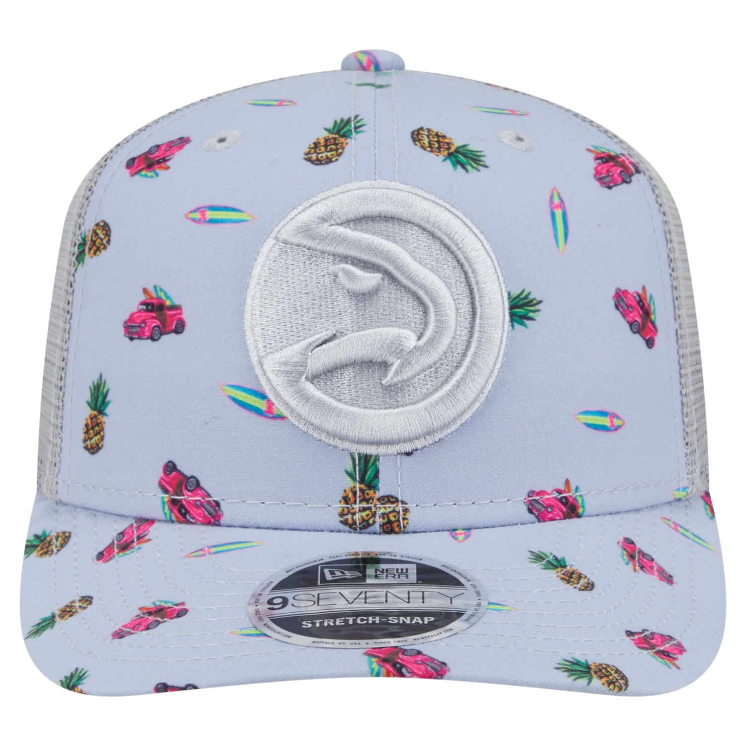 New Era Light Gray Atlanta Hawks Adventure Aloha Pattern 9SEVENTY Stretch-Snap Hat - view number 2