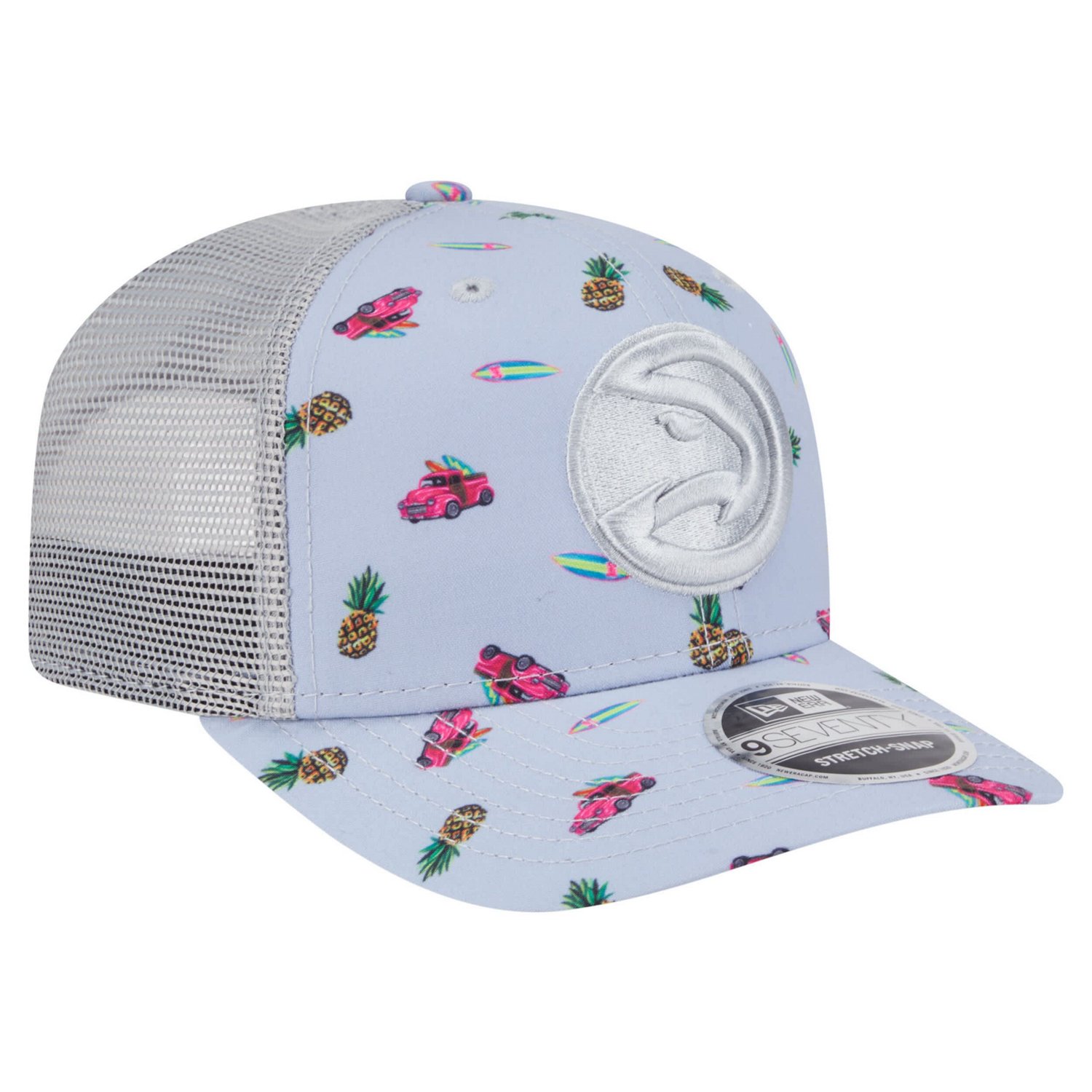 New Era Light Gray Atlanta Hawks Adventure Aloha Pattern 9SEVENTY Stretch-Snap Hat - view number 3