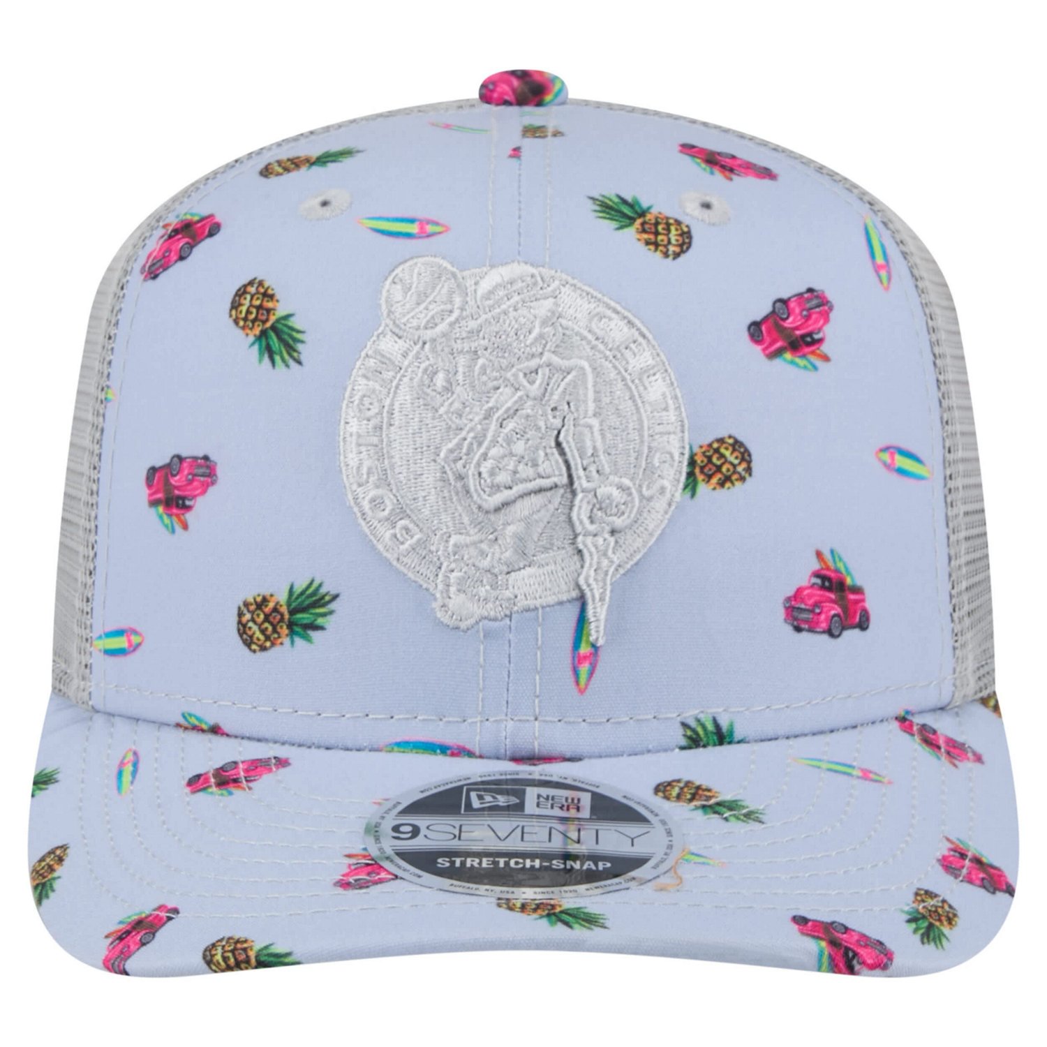 New Era Light Gray Boston Celtics Adventure Aloha Pattern 9SEVENTY Stretch-Snap Hat - view number 2
