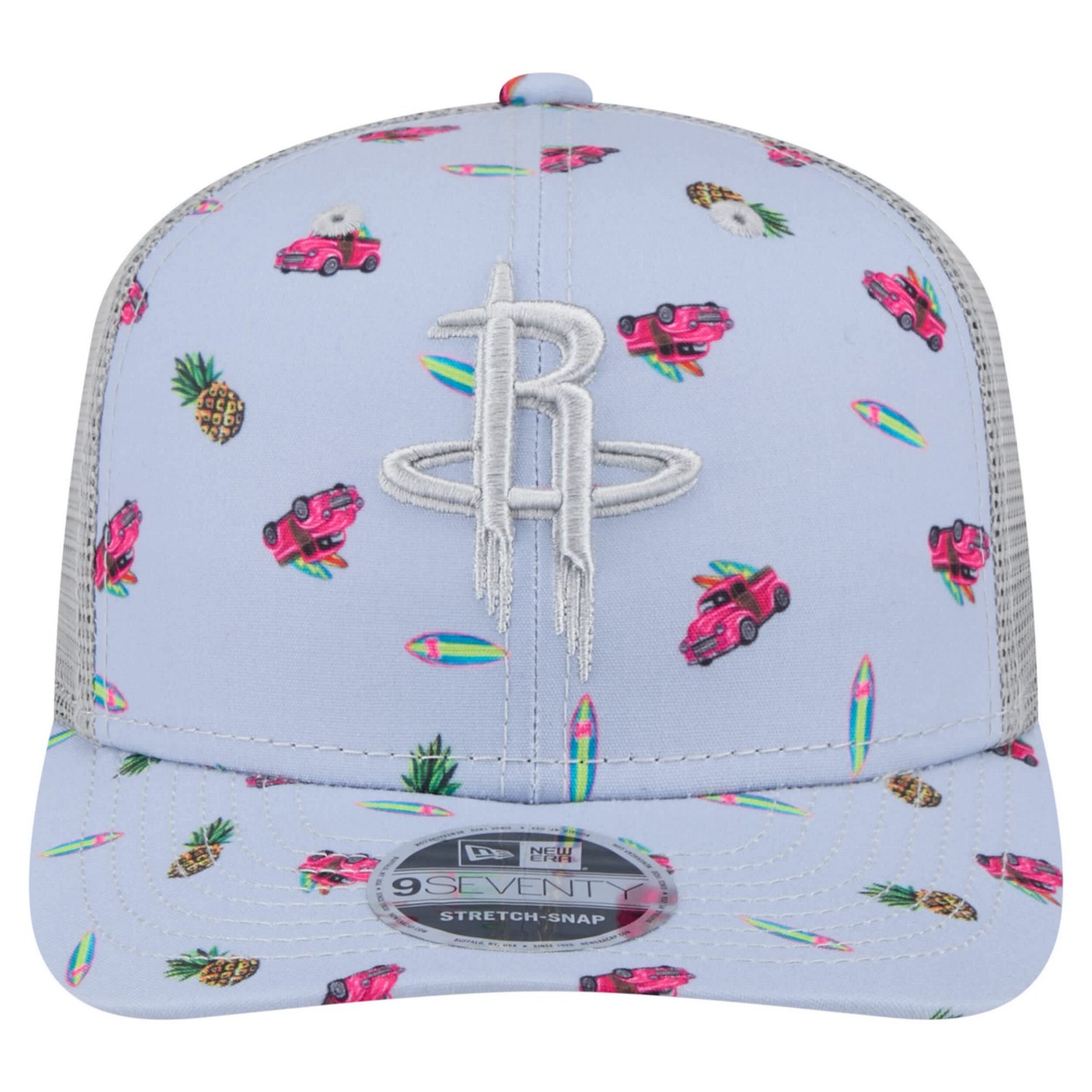 New Era Light Gray Houston Rockets Adventure Aloha Pattern 9SEVENTY Stretch-Snap Hat - view number 2