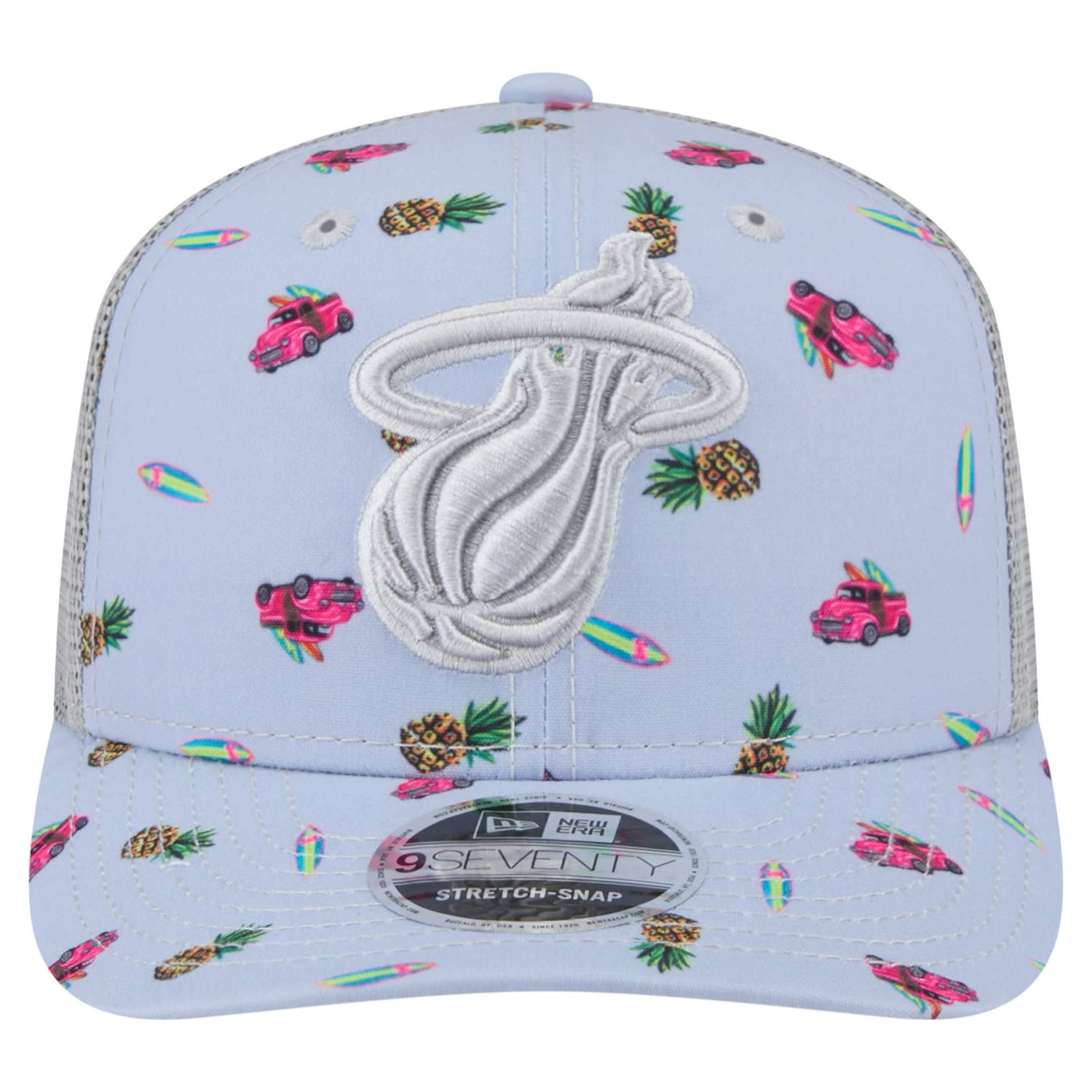 New Era Light Gray Miami Heat Adventure Aloha Pattern 9SEVENTY Stretch-Snap Hat - view number 2