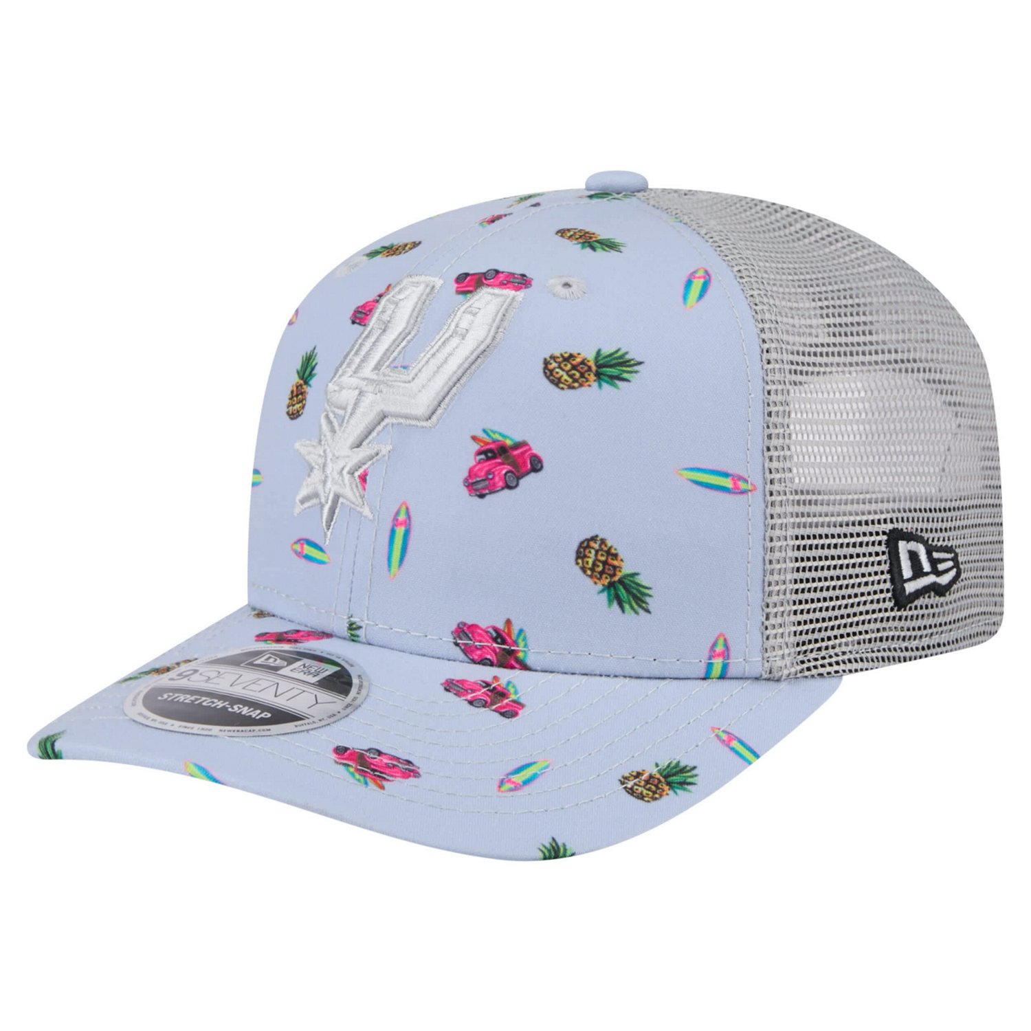 New Era Light Gray San Antonio Spurs Adventure Aloha Pattern 9SEVENTY Stretch-Snap Hat