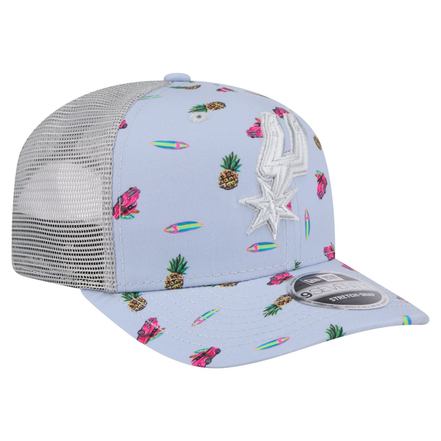 New Era Light Gray San Antonio Spurs Adventure Aloha Pattern 9SEVENTY Stretch-Snap Hat - view number 3